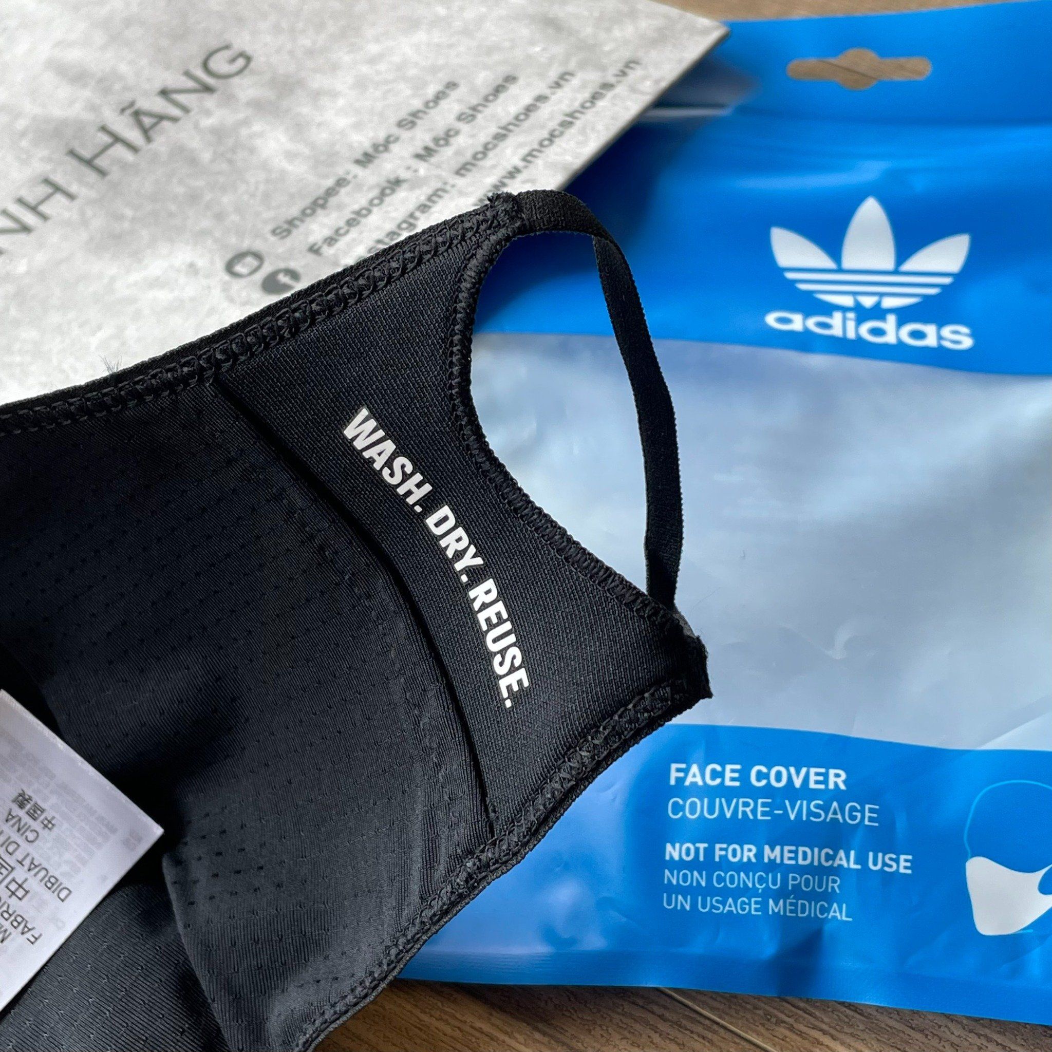2248 - HÀNG CHÍNH HÃNG - BỘ 3 KHẨU TRANG ADIDAS FACE MASK COVER SIZE M/L - *BLACK* - 2024** - Code: H08837