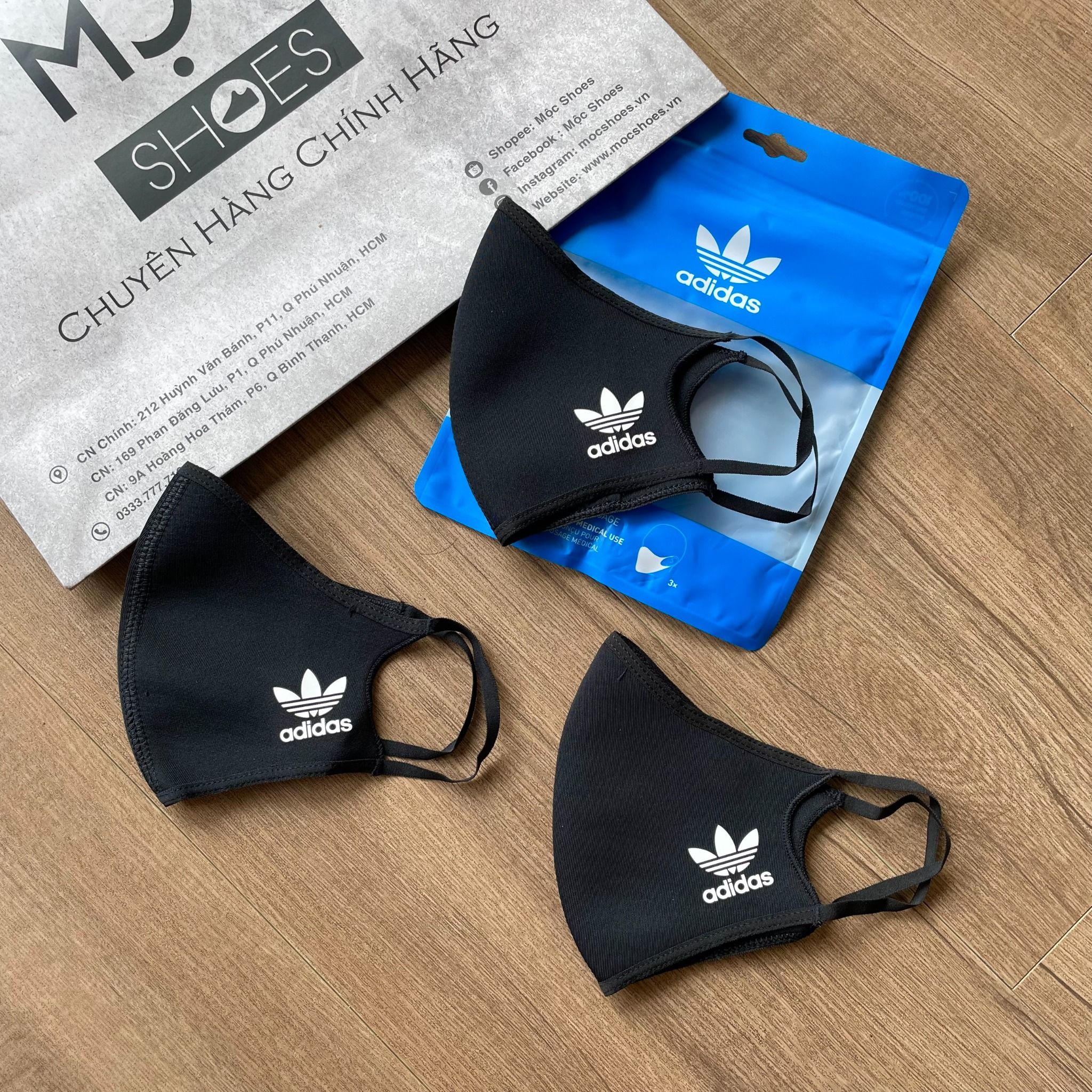 2248 - HÀNG CHÍNH HÃNG - BỘ 3 KHẨU TRANG ADIDAS FACE MASK COVER SIZE M/L - *BLACK* - 2024** - Code: H08837