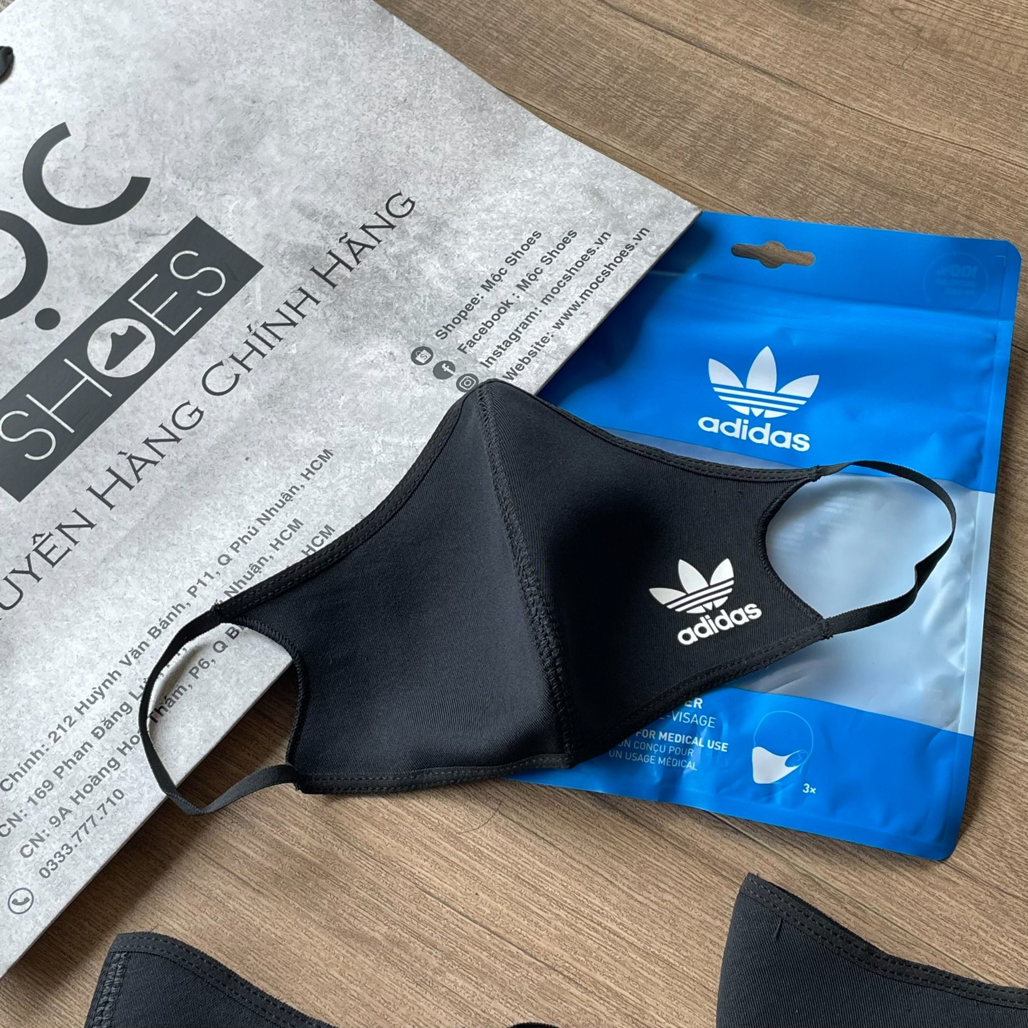 2248 - HÀNG CHÍNH HÃNG - BỘ 3 KHẨU TRANG ADIDAS FACE MASK COVER SIZE M/L - *BLACK* - 2024** - Code: H08837