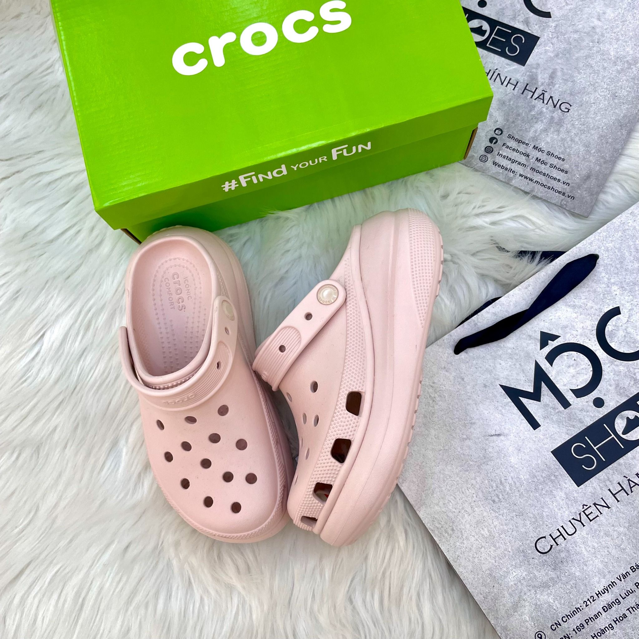 2223 - HÀNG CHÍNH HÃNG - Giày CLOG UNISEX CROCS CRUSH CLASSIC - *Đế Cao* - Pink Clay Shimmer - HỒNG TRƠN - CODE :