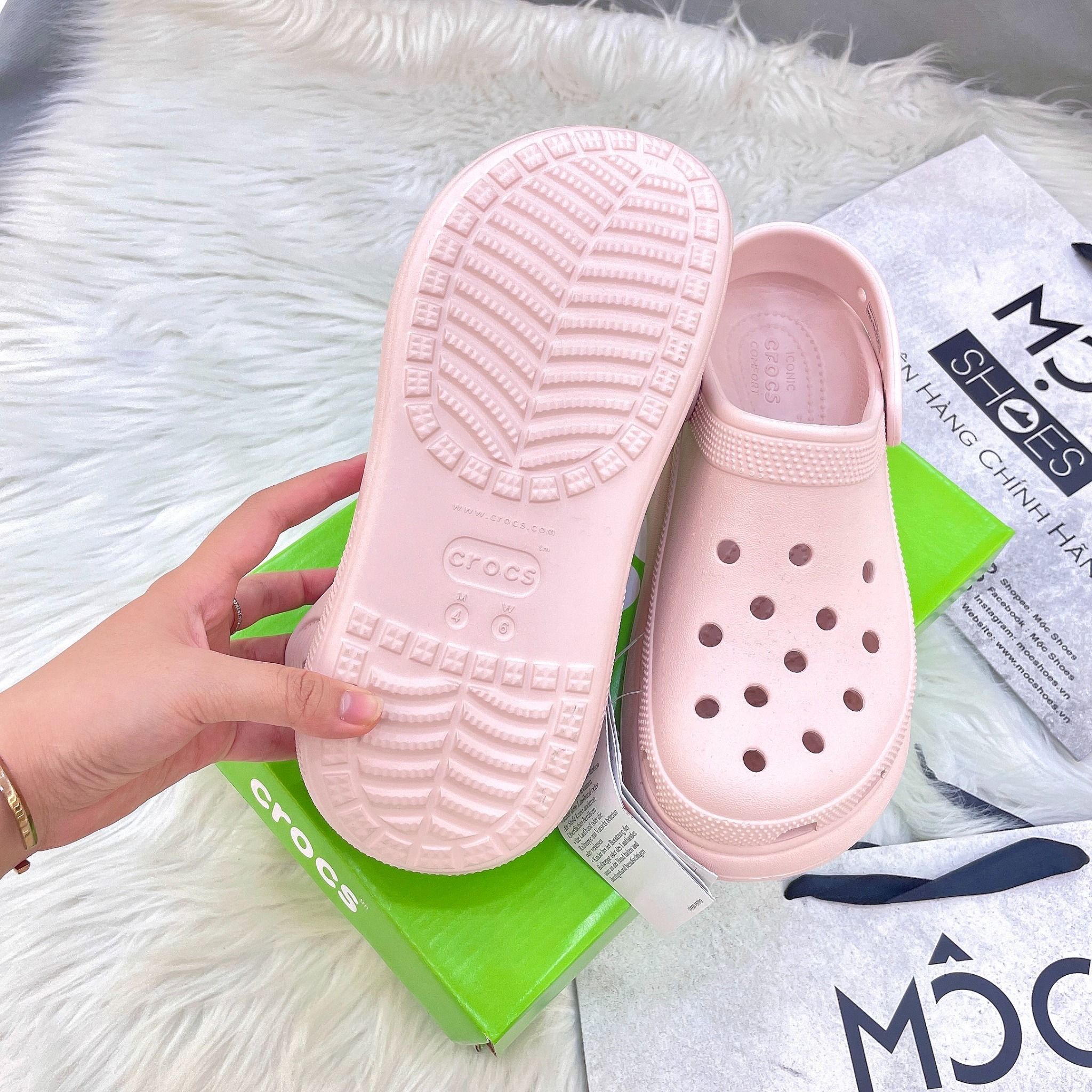  2223 - HÀNG CHÍNH HÃNG - Giày CLOG UNISEX CROCS CRUSH CLASSIC -  *Đế Cao* - Pink Clay Shimmer - HỒNG TRƠN - CODE : 