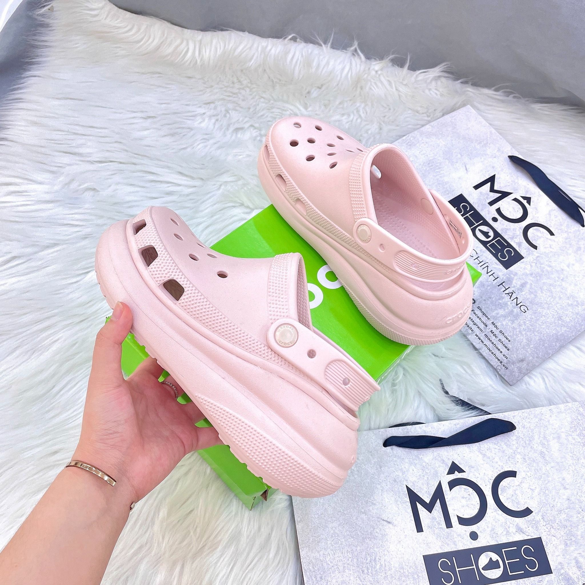  2223 - HÀNG CHÍNH HÃNG - Giày CLOG UNISEX CROCS CRUSH CLASSIC -  *Đế Cao* - Pink Clay Shimmer - HỒNG TRƠN - CODE : 