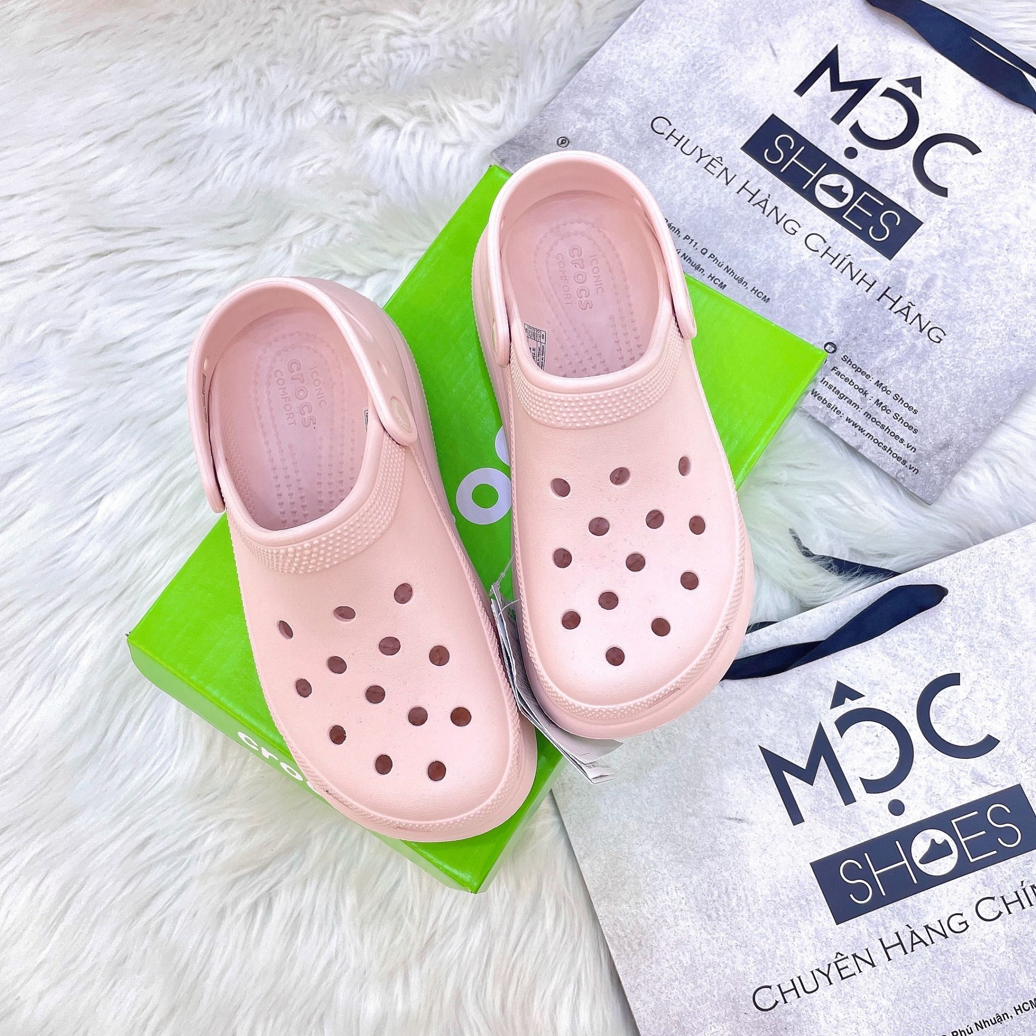  2223 - HÀNG CHÍNH HÃNG - Giày CLOG UNISEX CROCS CRUSH CLASSIC -  *Đế Cao* - Pink Clay Shimmer - HỒNG TRƠN - CODE : 