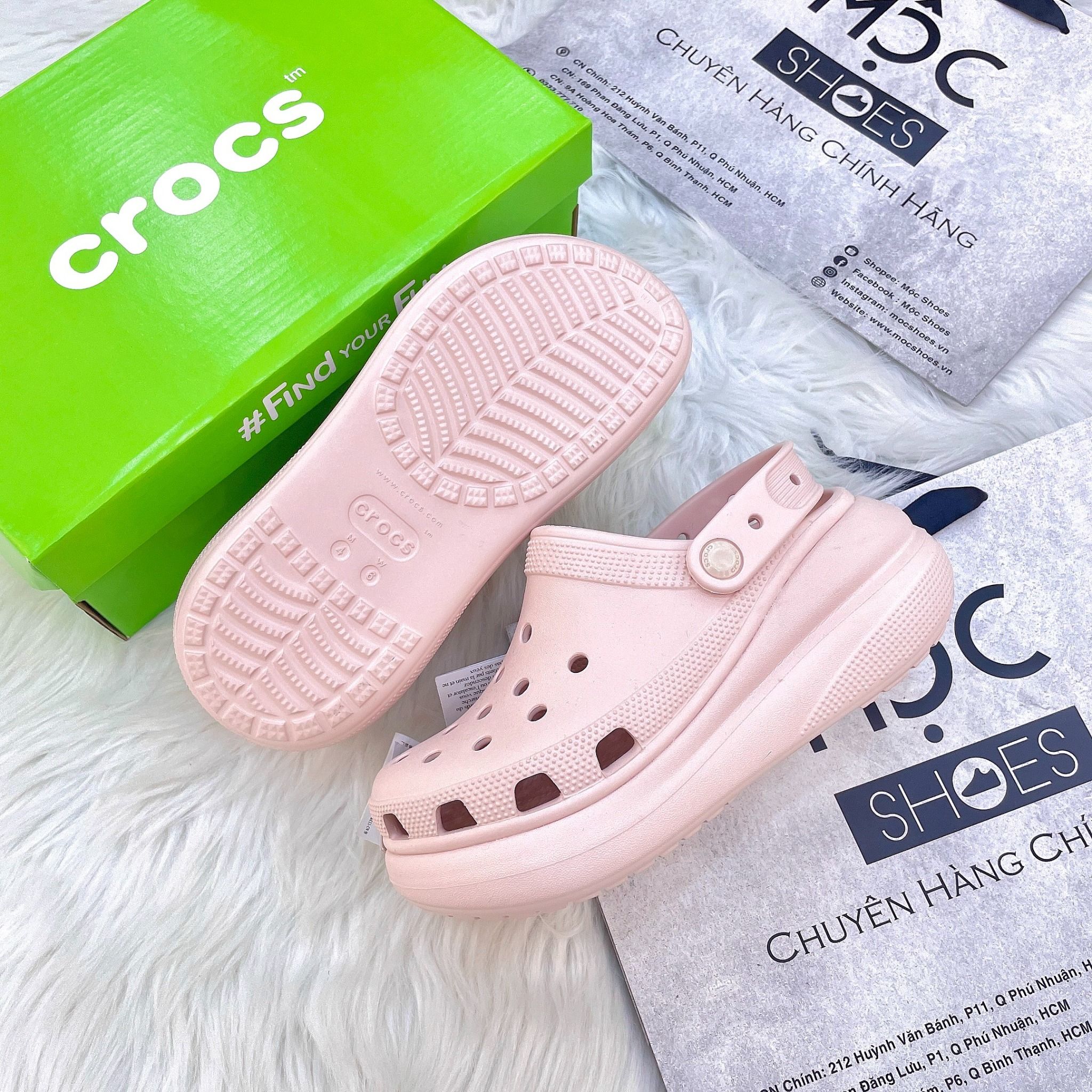 2223 - HÀNG CHÍNH HÃNG - Giày CLOG UNISEX CROCS CRUSH CLASSIC - *Đế Cao* - Pink Clay Shimmer - HỒNG TRƠN - CODE :