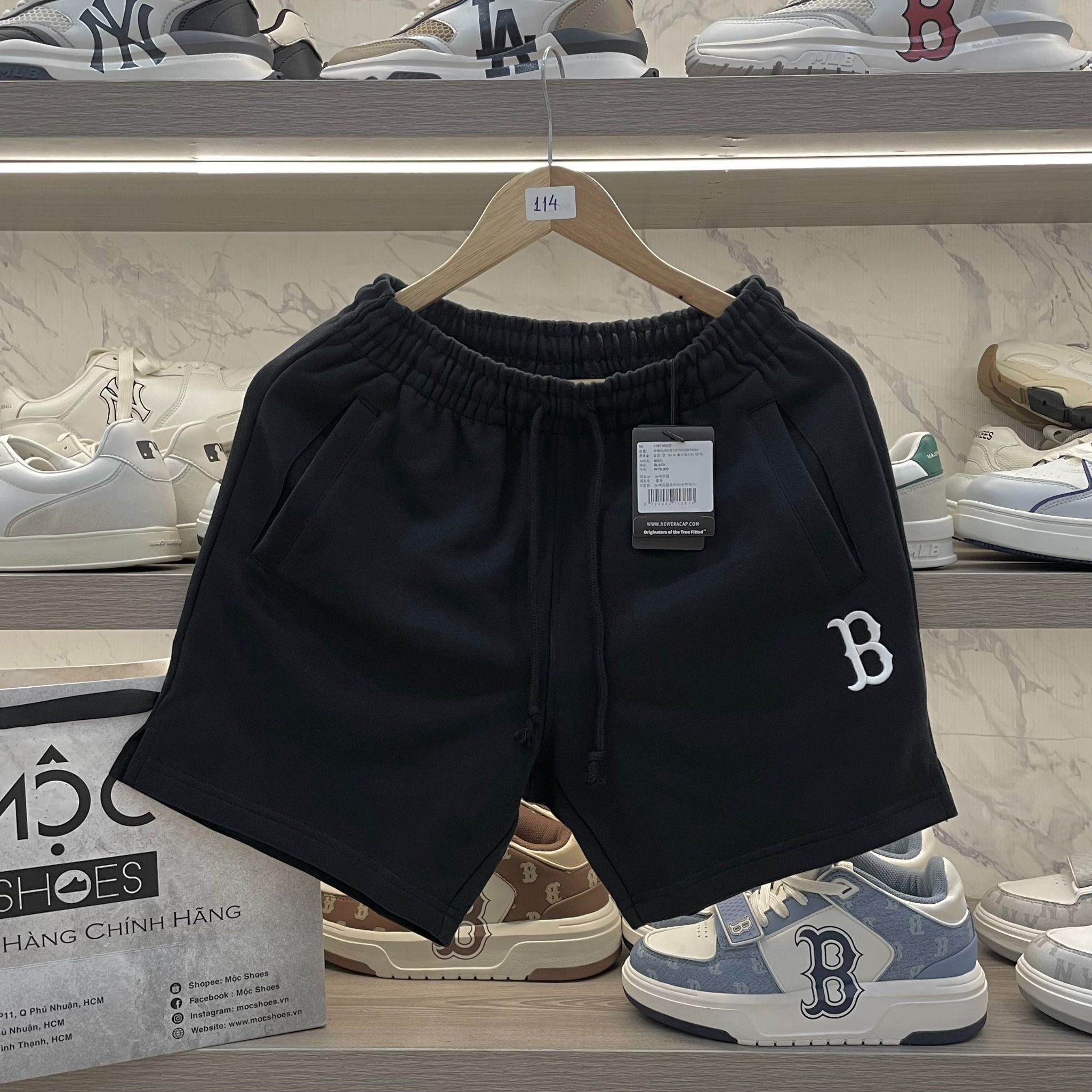 2265 - HÀNG CHÍNH HÃNG - QUẦN SHORT NEW ERA - ĐEN LOGO B THÊU - CODE 135746437