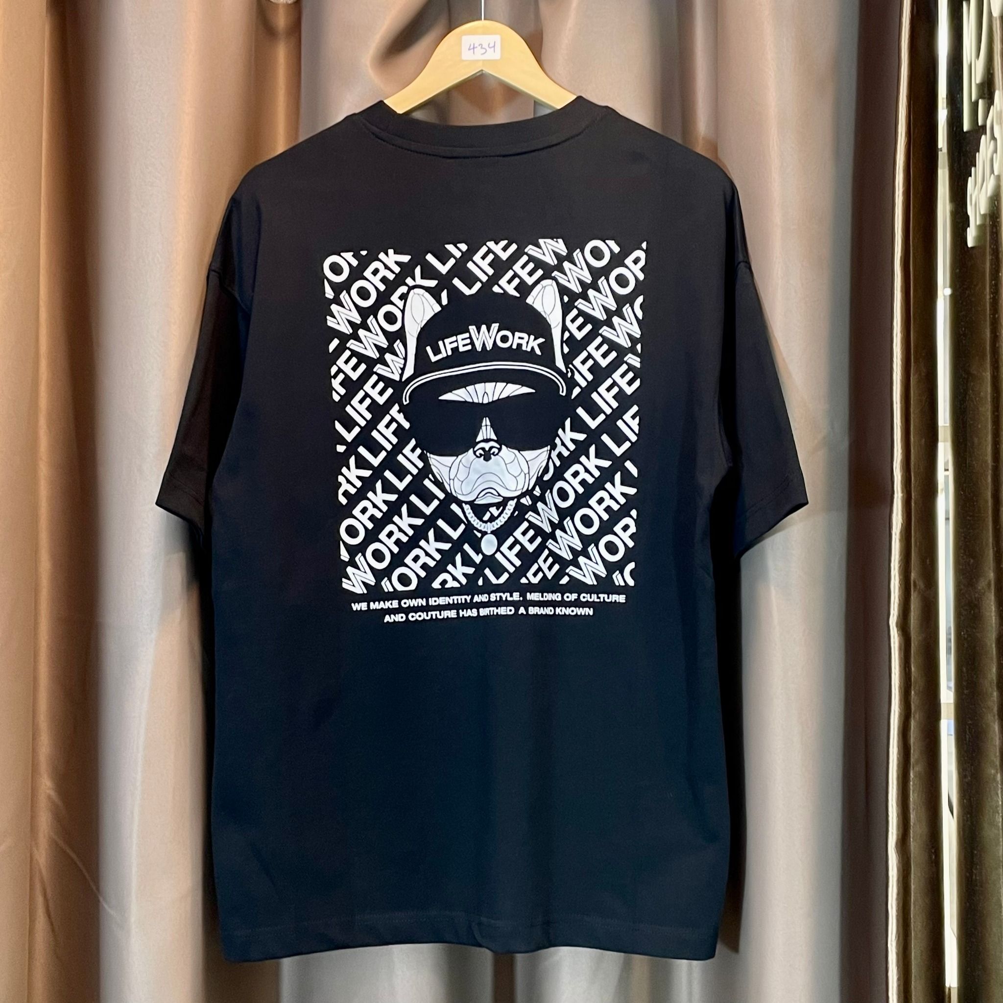 2270 - HÀNG CHÍNH HÃNG - ÁO LIFE WORK - CON CHÓ ĐEO KÍNH - ĐEN - CODE: LW234TS084