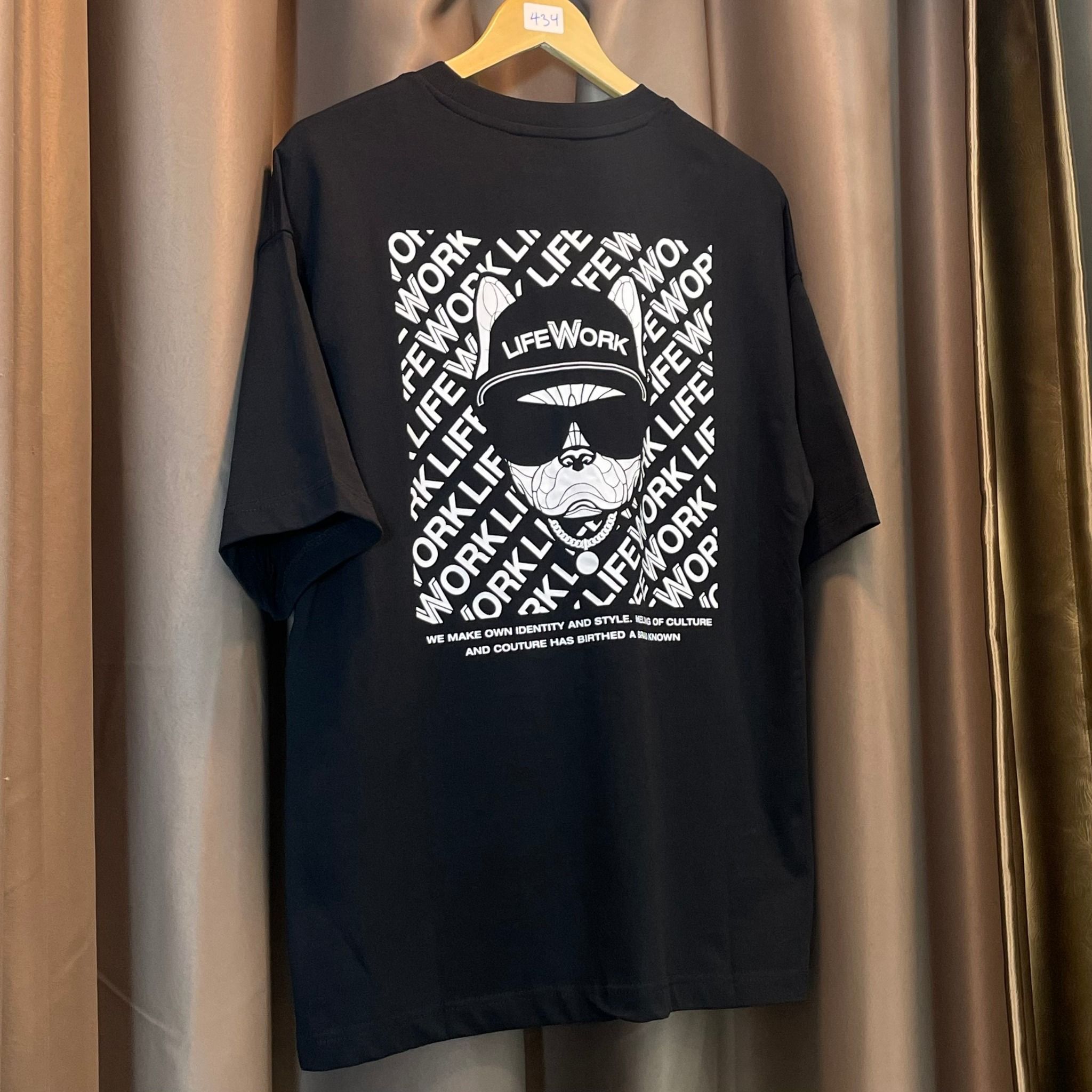 2270 - HÀNG CHÍNH HÃNG - ÁO LIFE WORK - CON CHÓ ĐEO KÍNH - ĐEN - CODE: LW234TS084