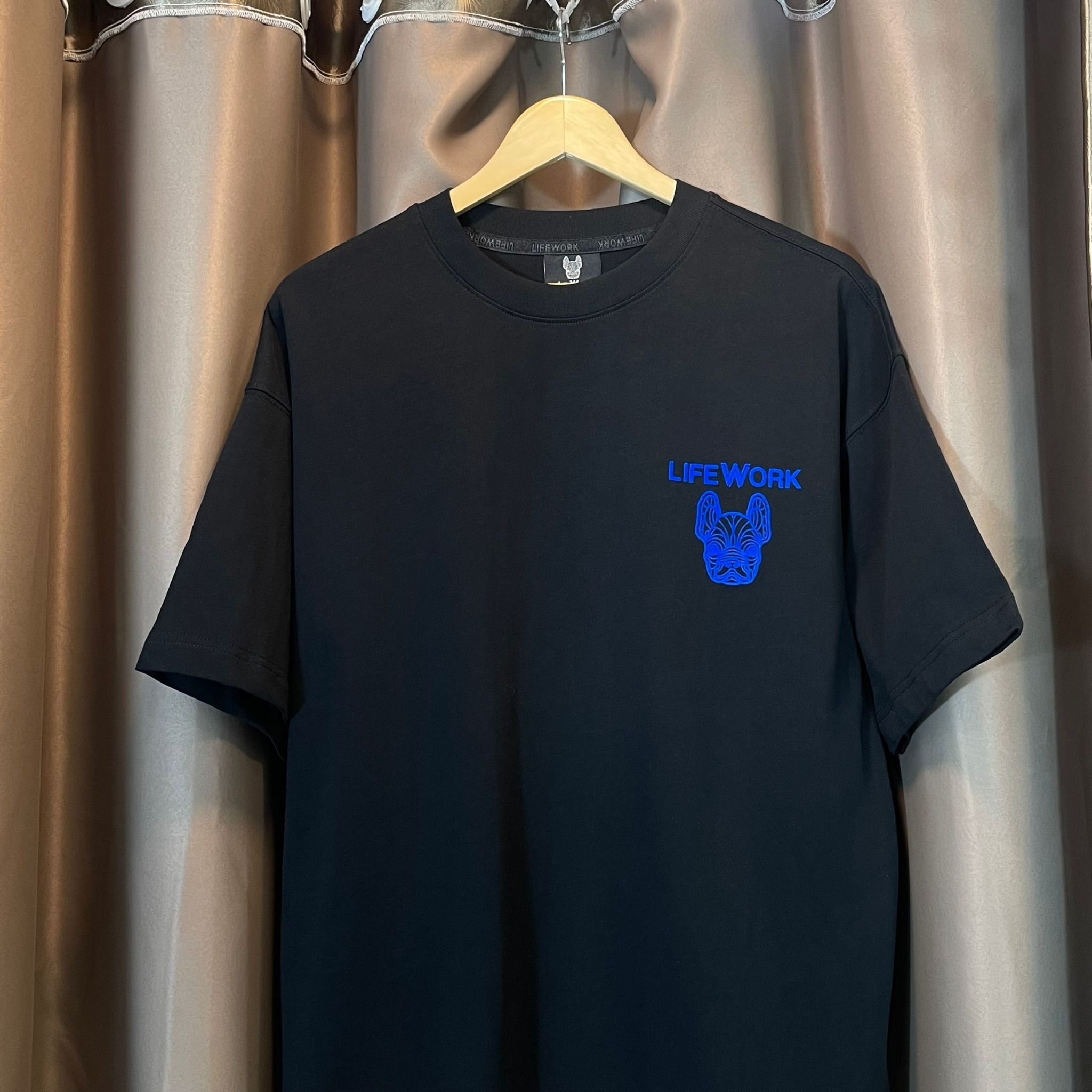 2271 - HÀNG CHÍNH HÃNG - ÁO LIFE WORK - LOGO MINI XANH - ĐEN - CODE: LW234TS088