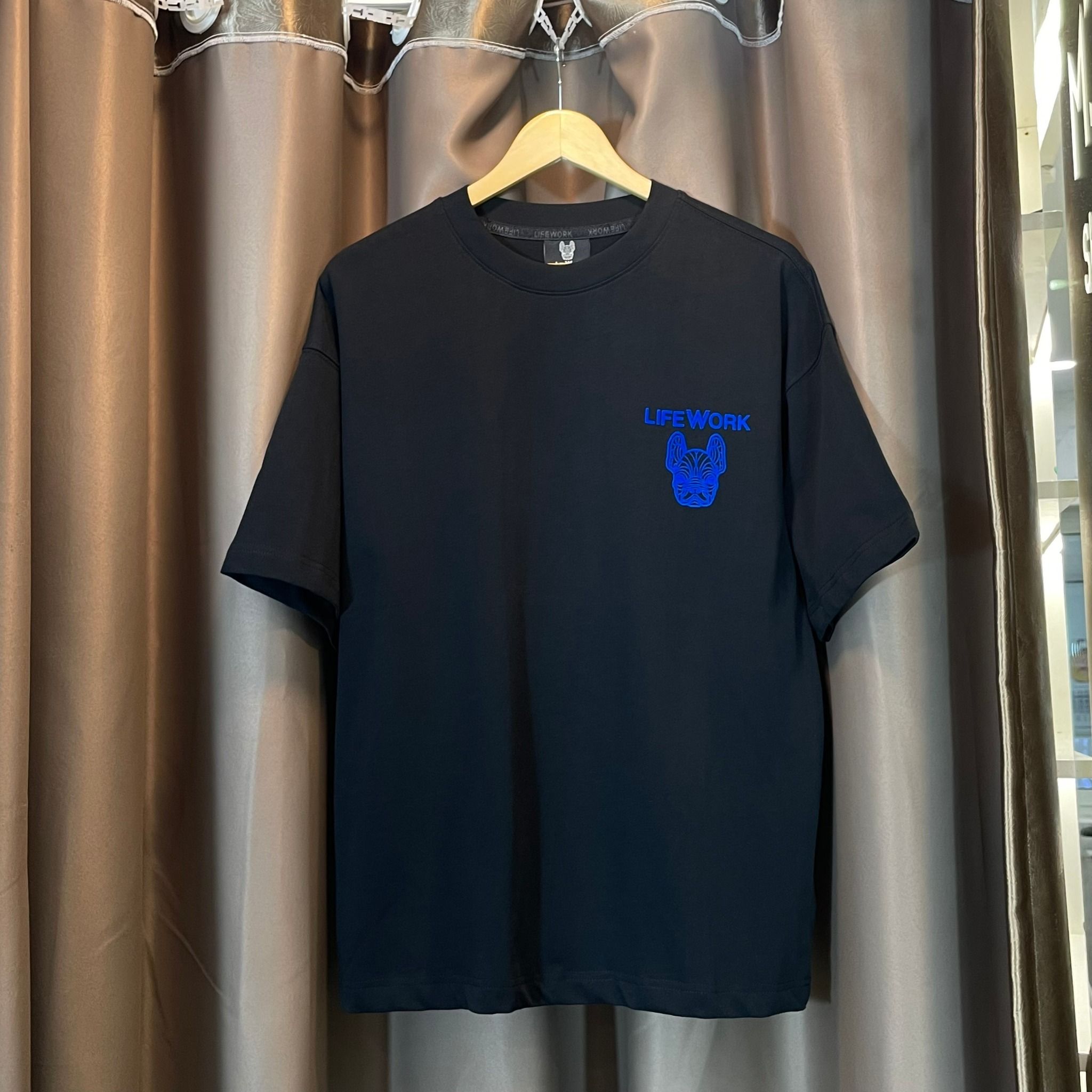 2271 - HÀNG CHÍNH HÃNG - ÁO LIFE WORK - LOGO MINI XANH - ĐEN - CODE: LW234TS088