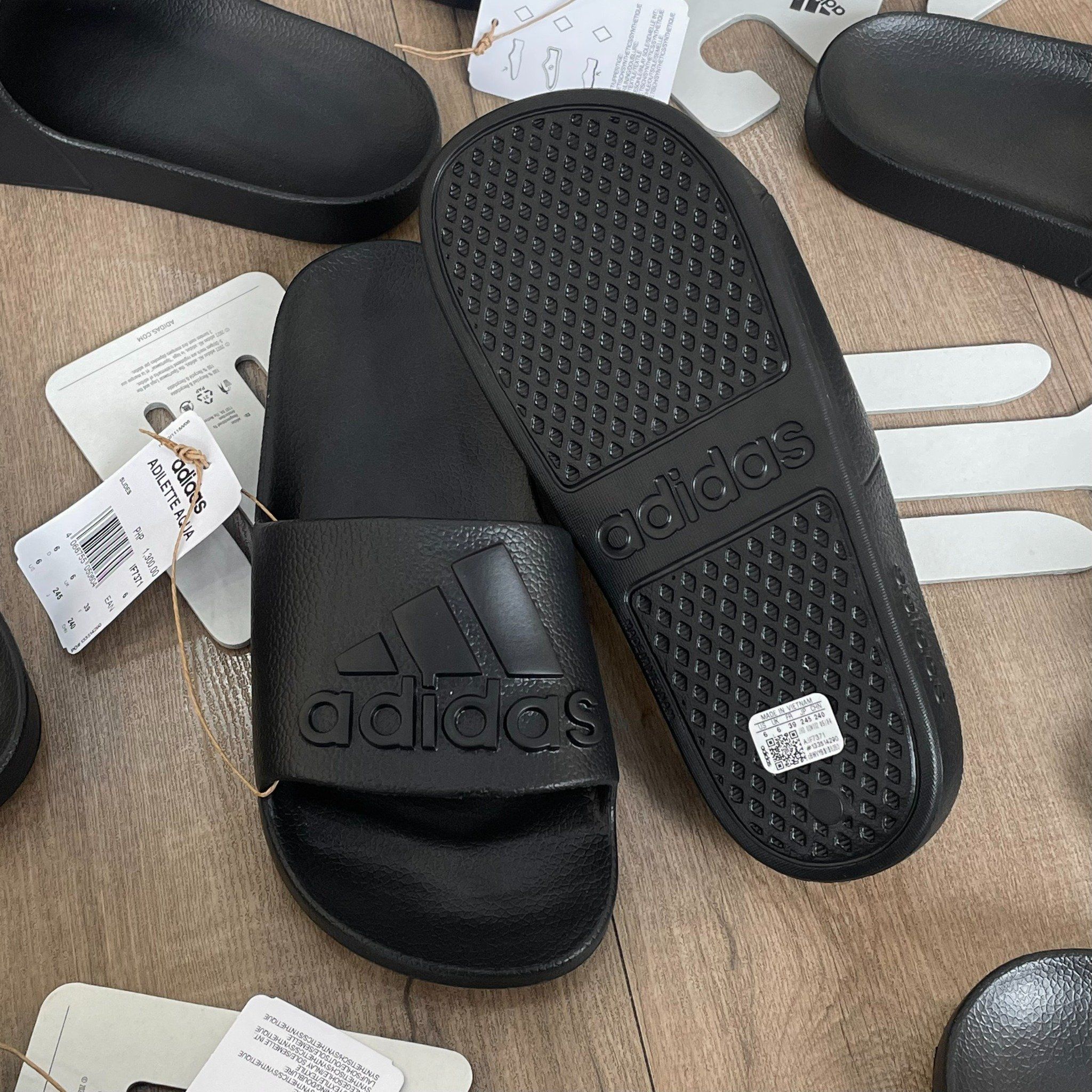 2309 - HÀNG CHÍNH HÃNG - DÉP ADILETTE AQUA SLIDE 2.0 - BIG LOGO - ĐEN FULL - CODE: IF7371