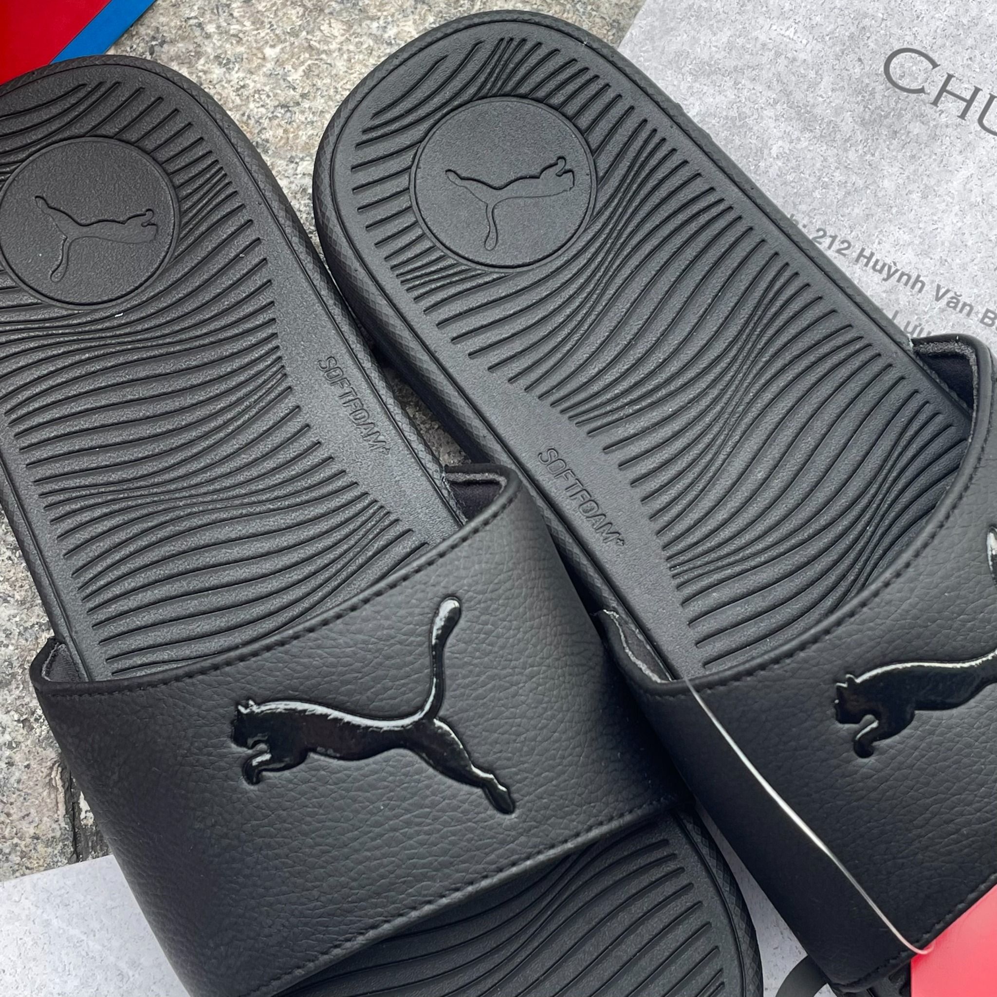 2313 - HÀNG CHÍNH HÃNG - DÉP PUMA COOL CAT 2.0 - ĐEN FULL - LOGO BÓNG