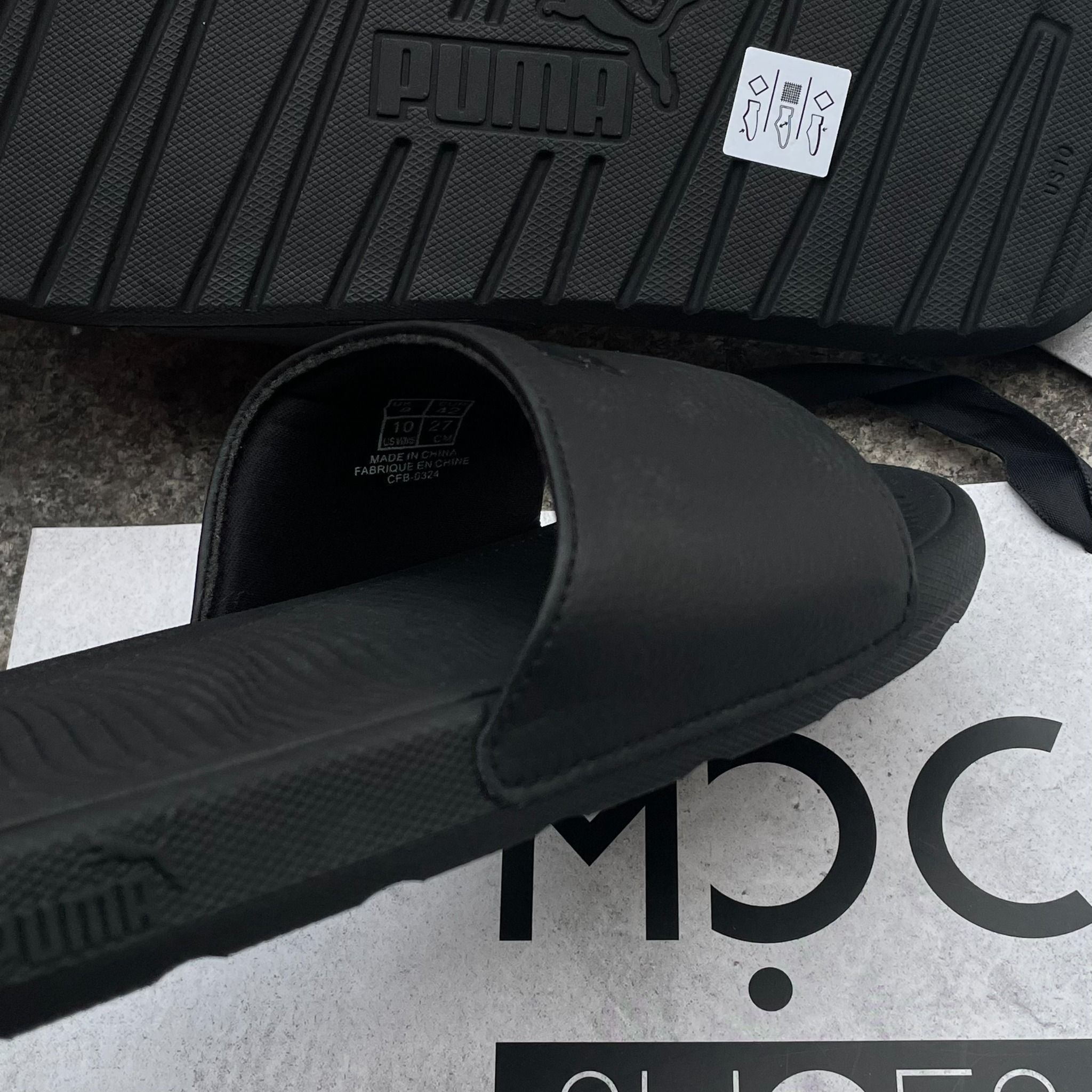 2313 - HÀNG CHÍNH HÃNG - DÉP PUMA COOL CAT 2.0 - ĐEN FULL - LOGO BÓNG