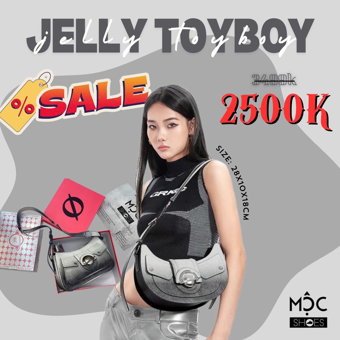 1527 - HÀNG CHÍNH HÃNG - TÚI JELLY TOYBOY RECTANGLE GREY