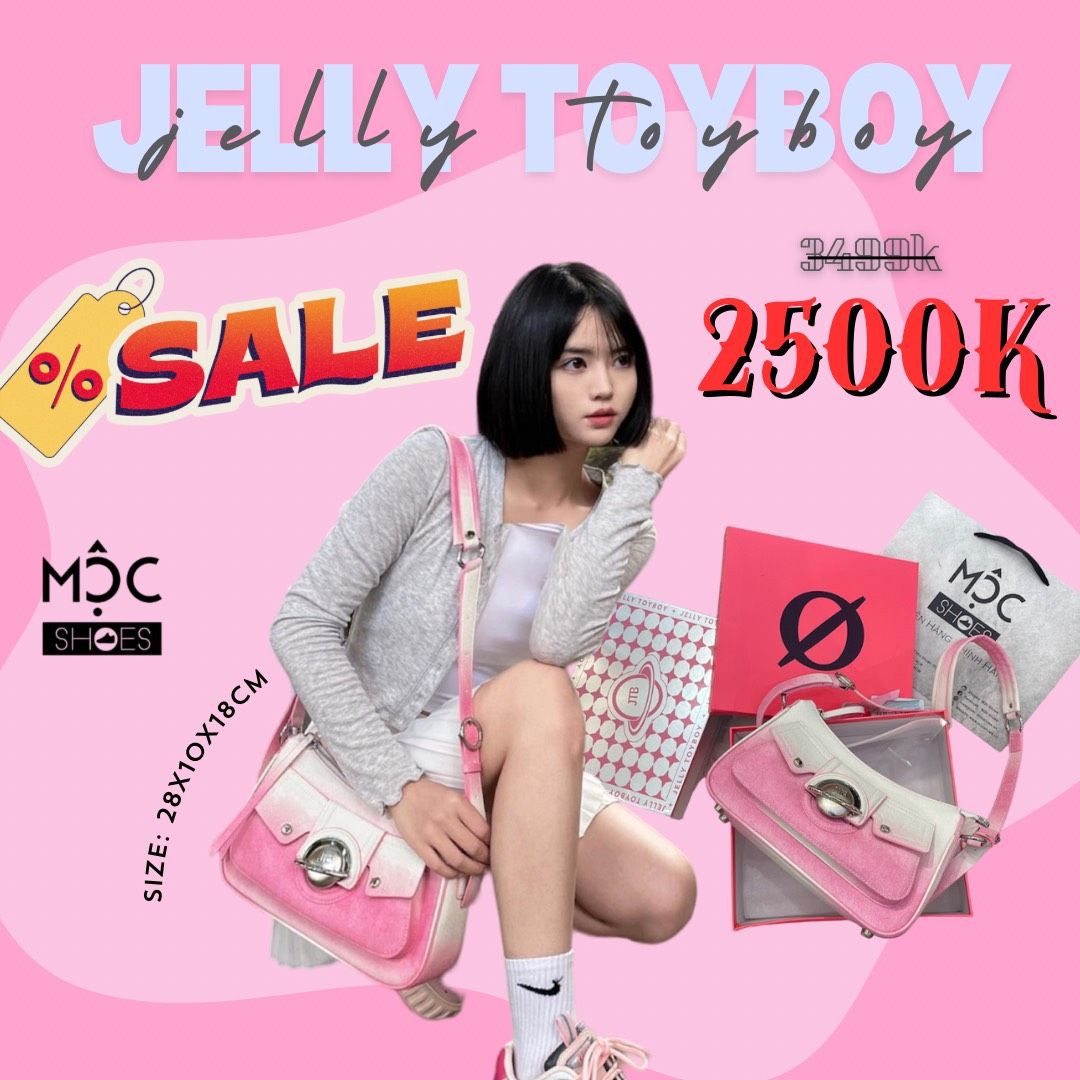 1526 - HÀNG CHÍNH HÃNG - TÚI JELLY TOYBOY RECTANGLE PINK