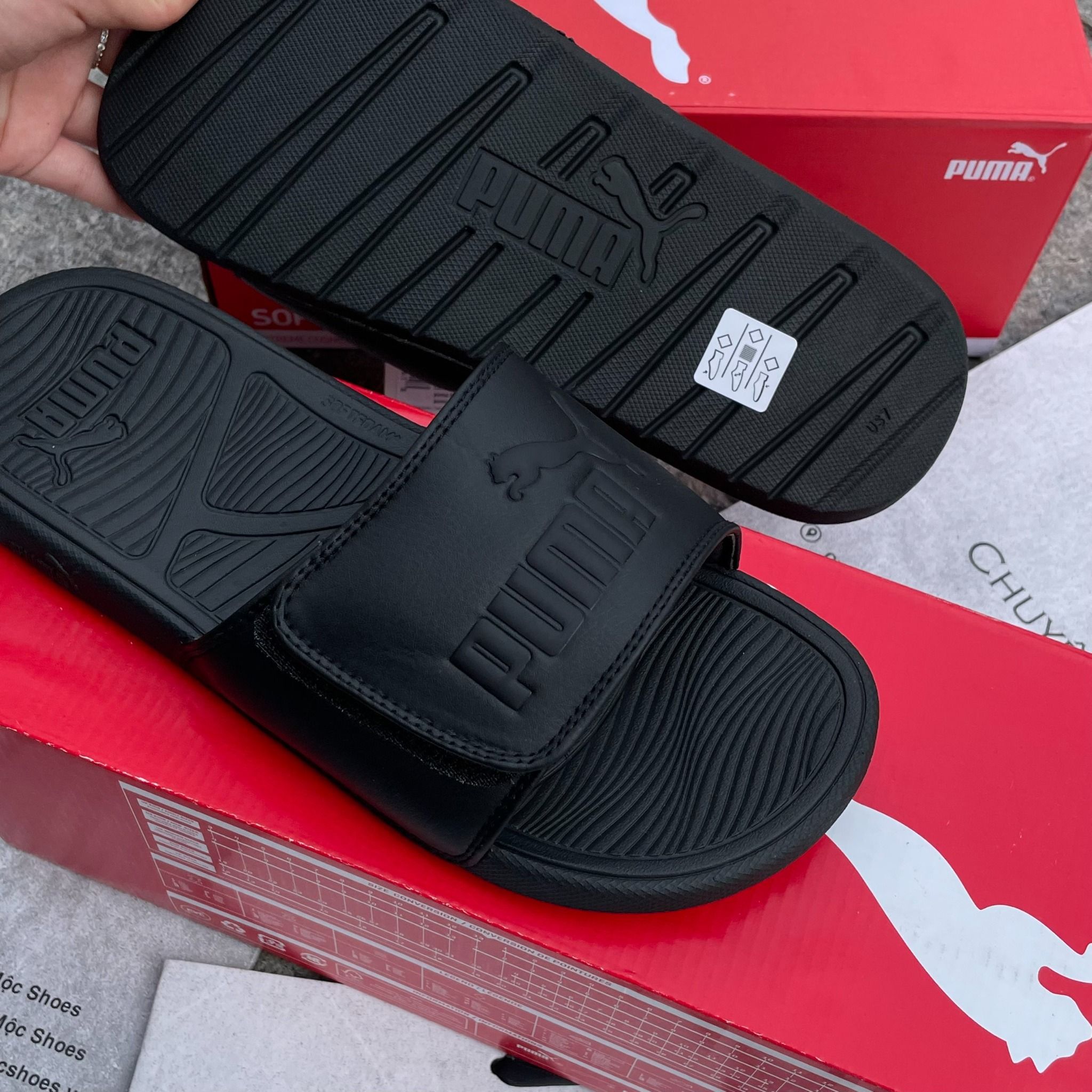 2283 - HÀNG CHÍNH HÃNG - DÉP PUMA COOL CAT 2.0 - ĐEN FULL - QUAI DÁN - CODE 389111 02