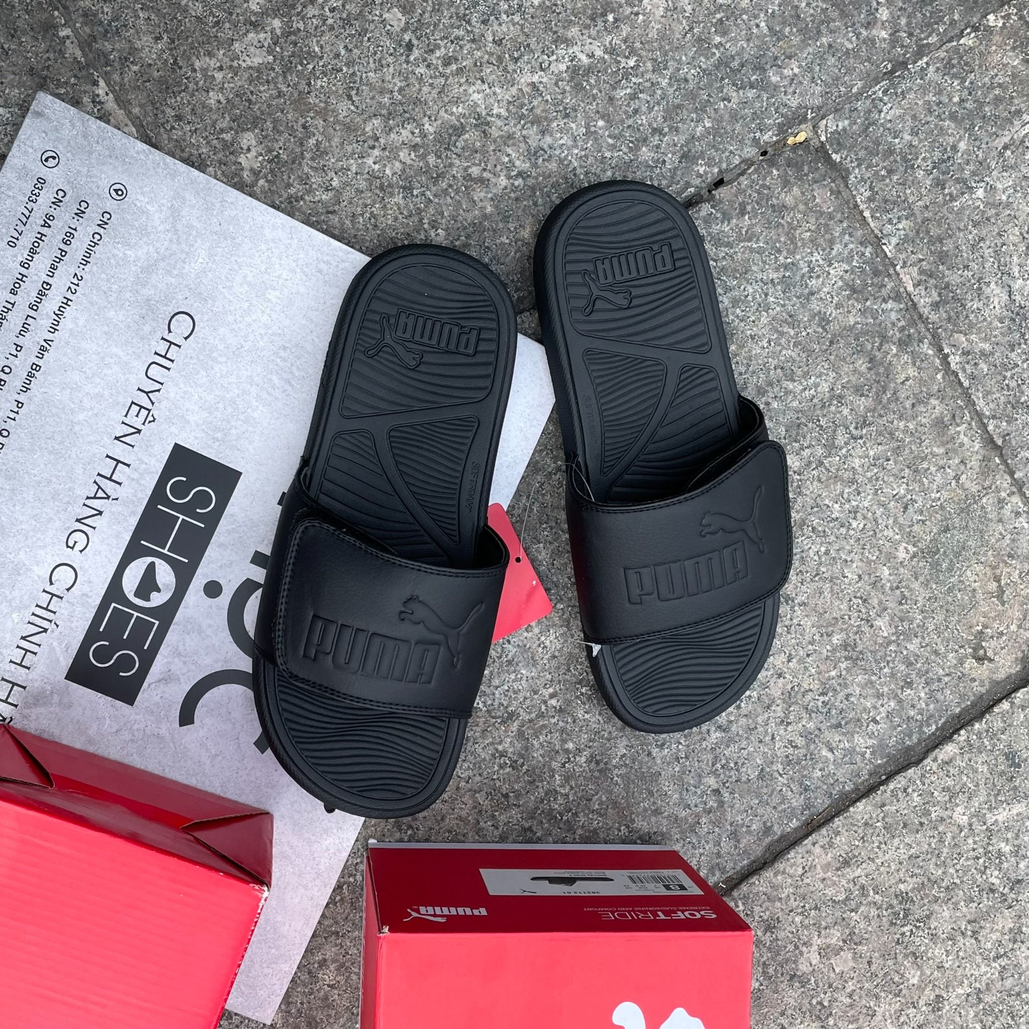 2283 - HÀNG CHÍNH HÃNG - DÉP PUMA COOL CAT 2.0 - ĐEN FULL - QUAI DÁN - CODE 389111 02
