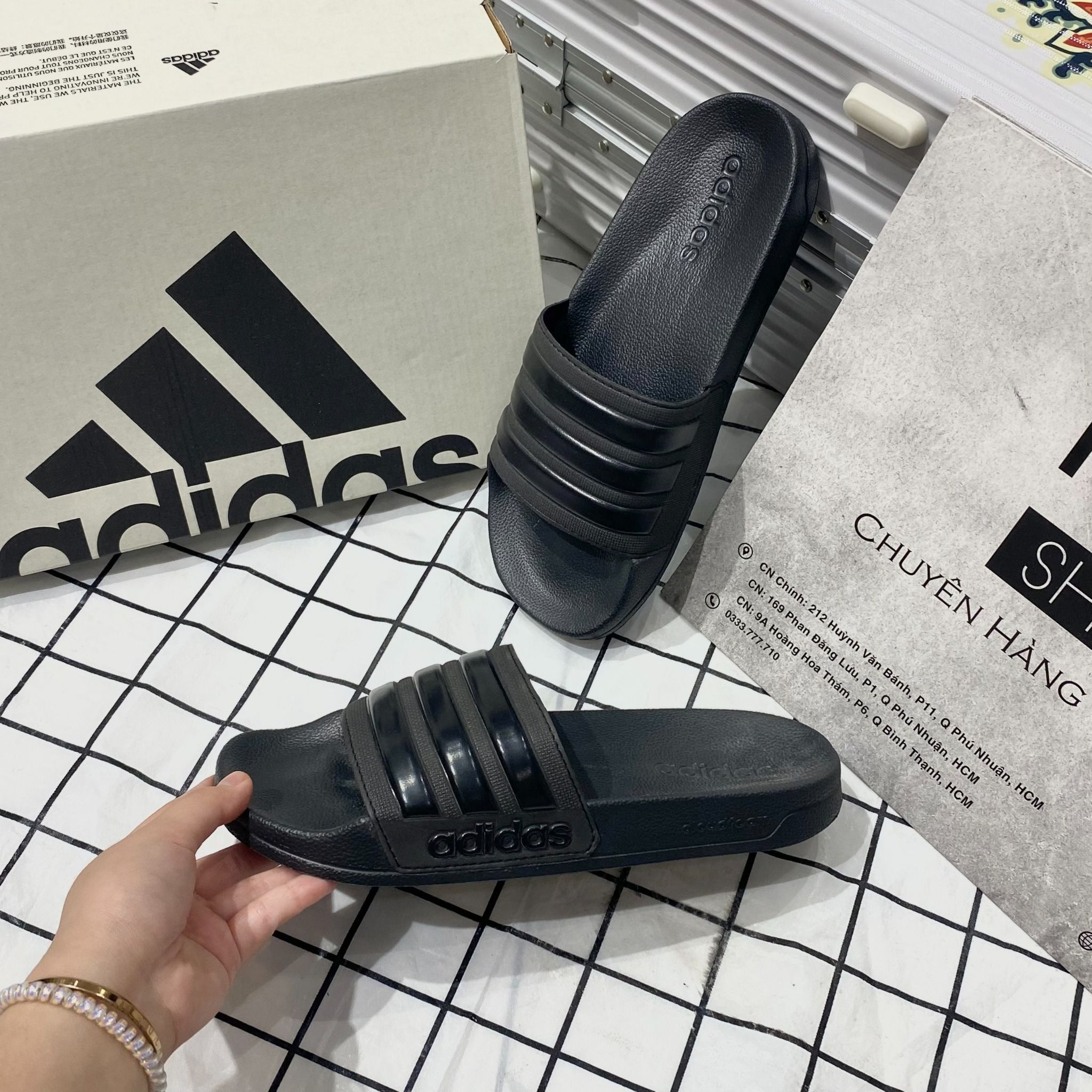 1082 - HÀNG CHÍNH HÃNG - DÉP ADIDAS LITE - TRIPLE BLACK - ĐEN FULL - Code: GZ1013