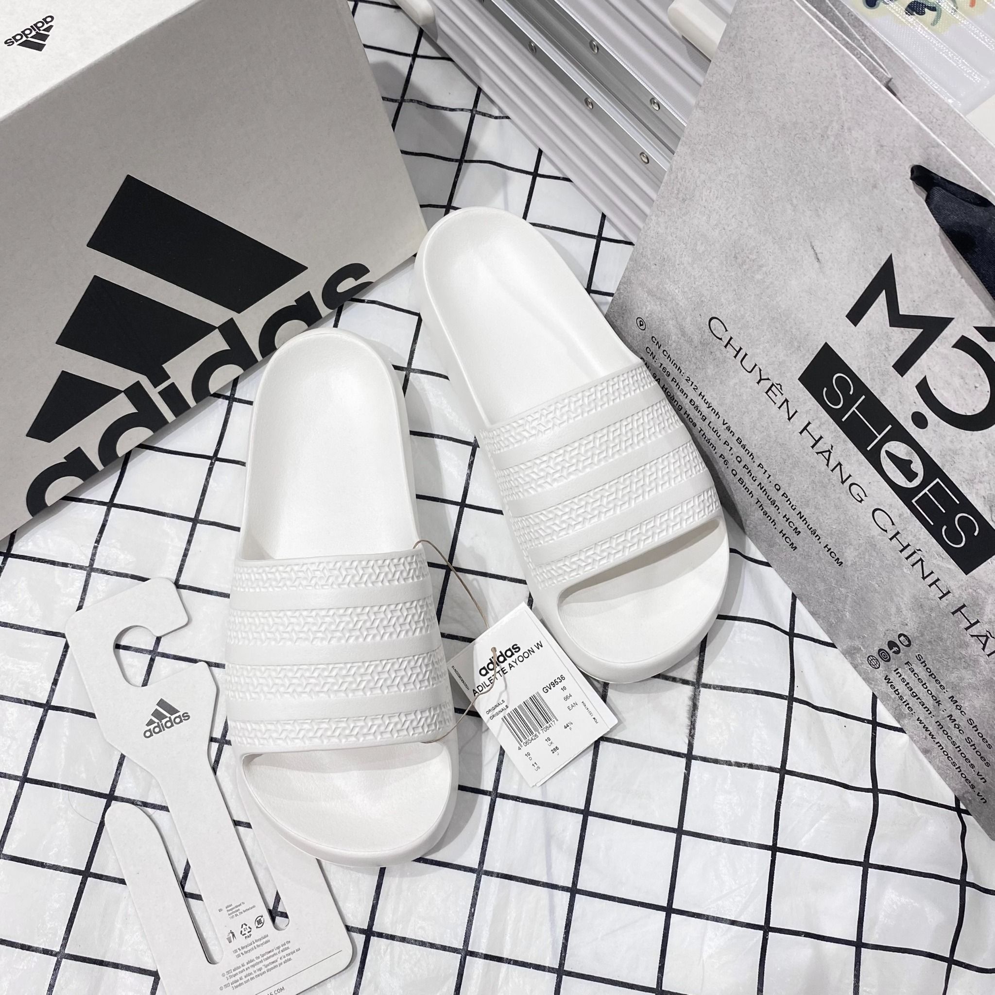 1615 - HÀNG CHÍNH HÃNG - DÉP ADIDAS ADILETTE AYOON W - TRẮNG - CODE: GV9536