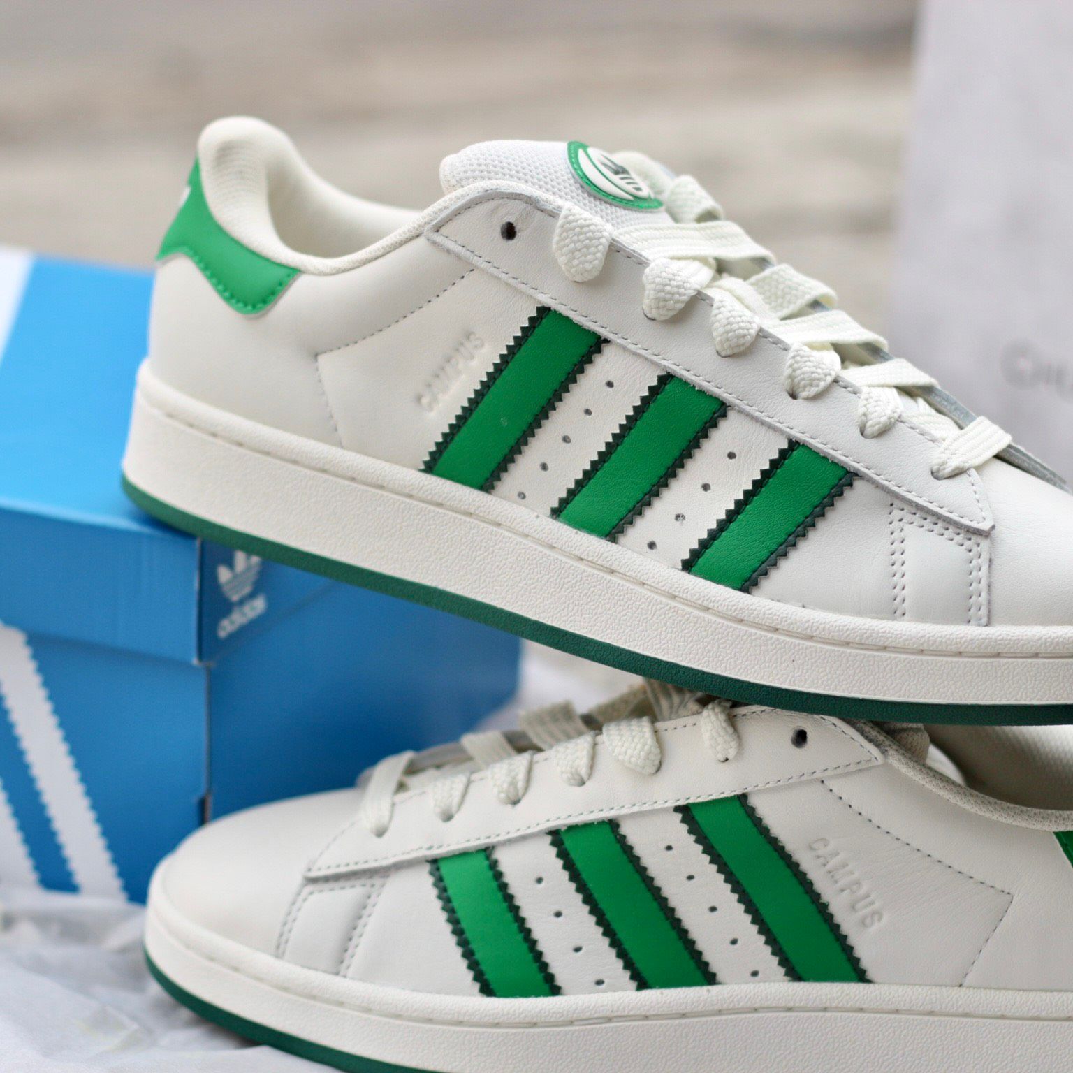 2326 - HÀNG CHÍNH HÃNG - GIÀY ADIDAS CAMPUS - TRẮNG SỌC GREEN - CODE IF8762 - 36