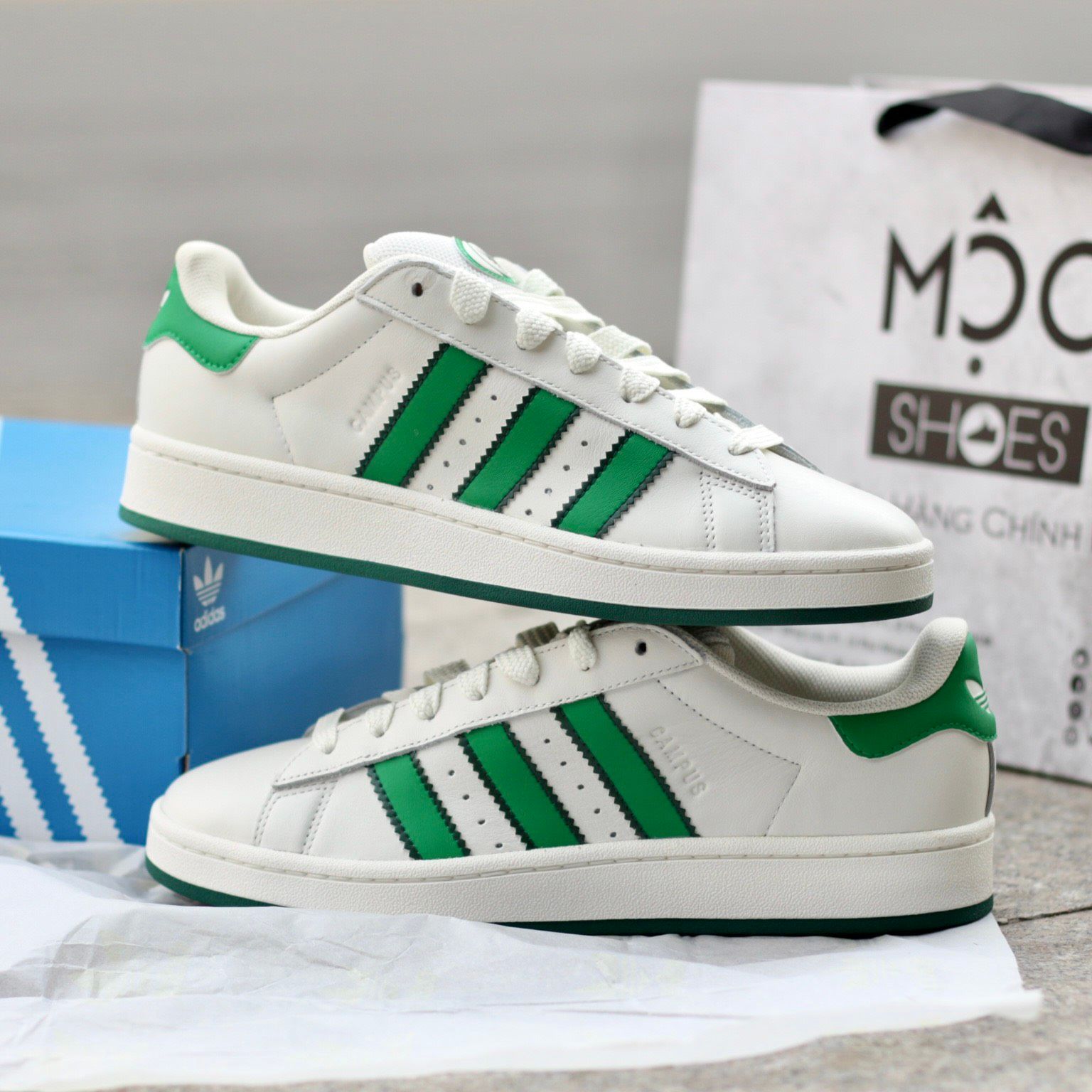 2326 - HÀNG CHÍNH HÃNG - GIÀY ADIDAS CAMPUS - TRẮNG SỌC GREEN - CODE IF8762 - 36