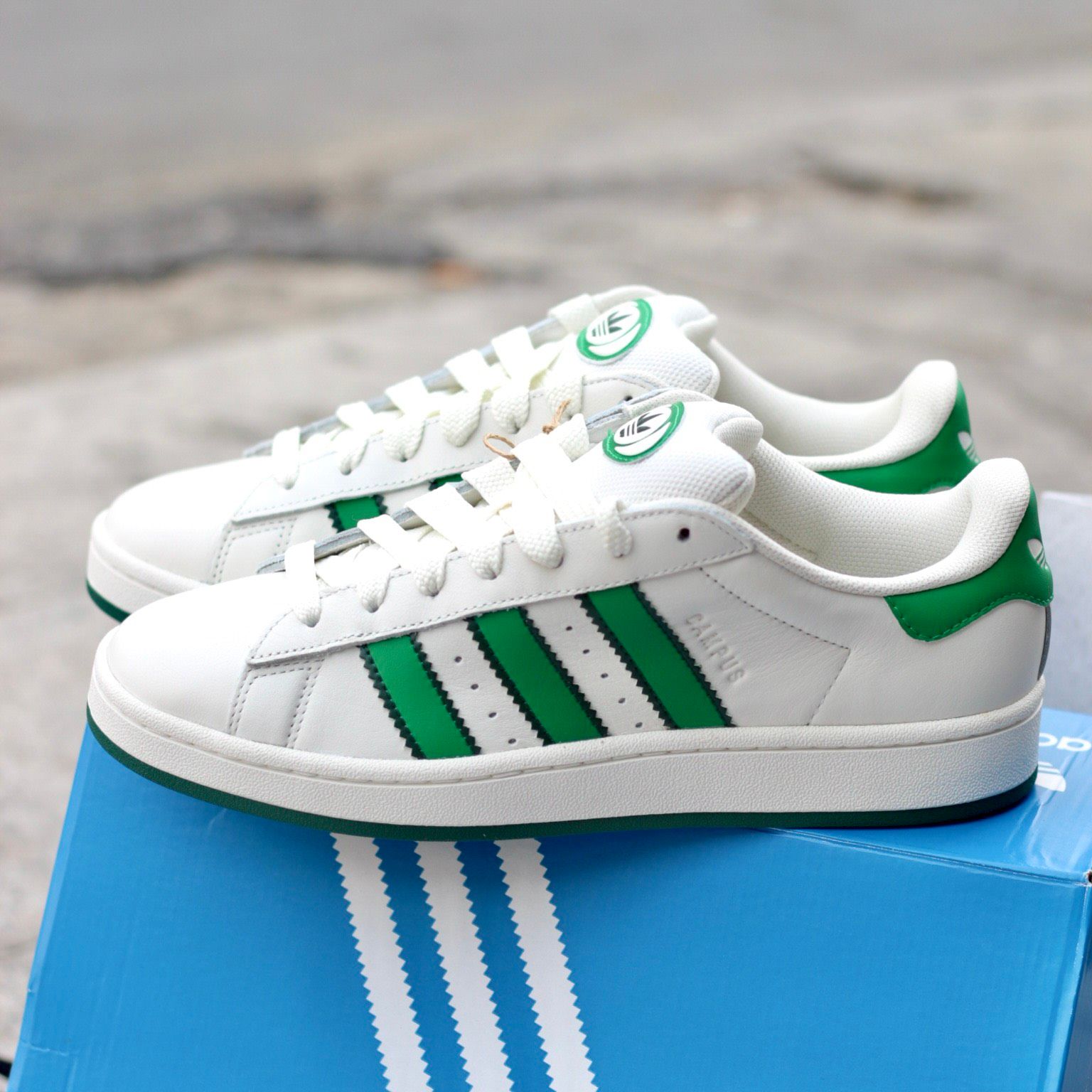 2326 - HÀNG CHÍNH HÃNG - GIÀY ADIDAS CAMPUS - TRẮNG SỌC GREEN - CODE IF8762 - 36