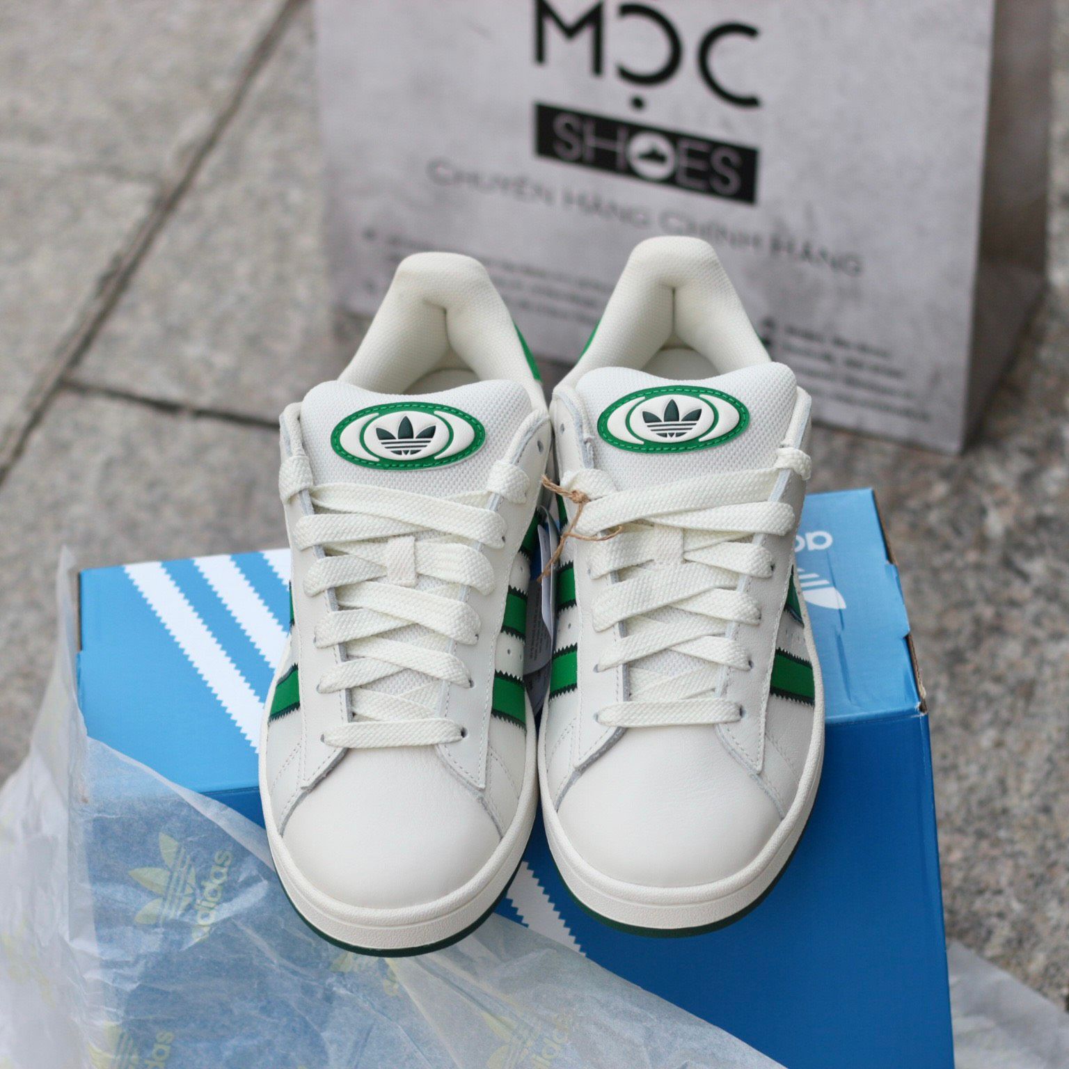 2326 - HÀNG CHÍNH HÃNG - GIÀY ADIDAS CAMPUS - TRẮNG SỌC GREEN - CODE IF8762 - 36