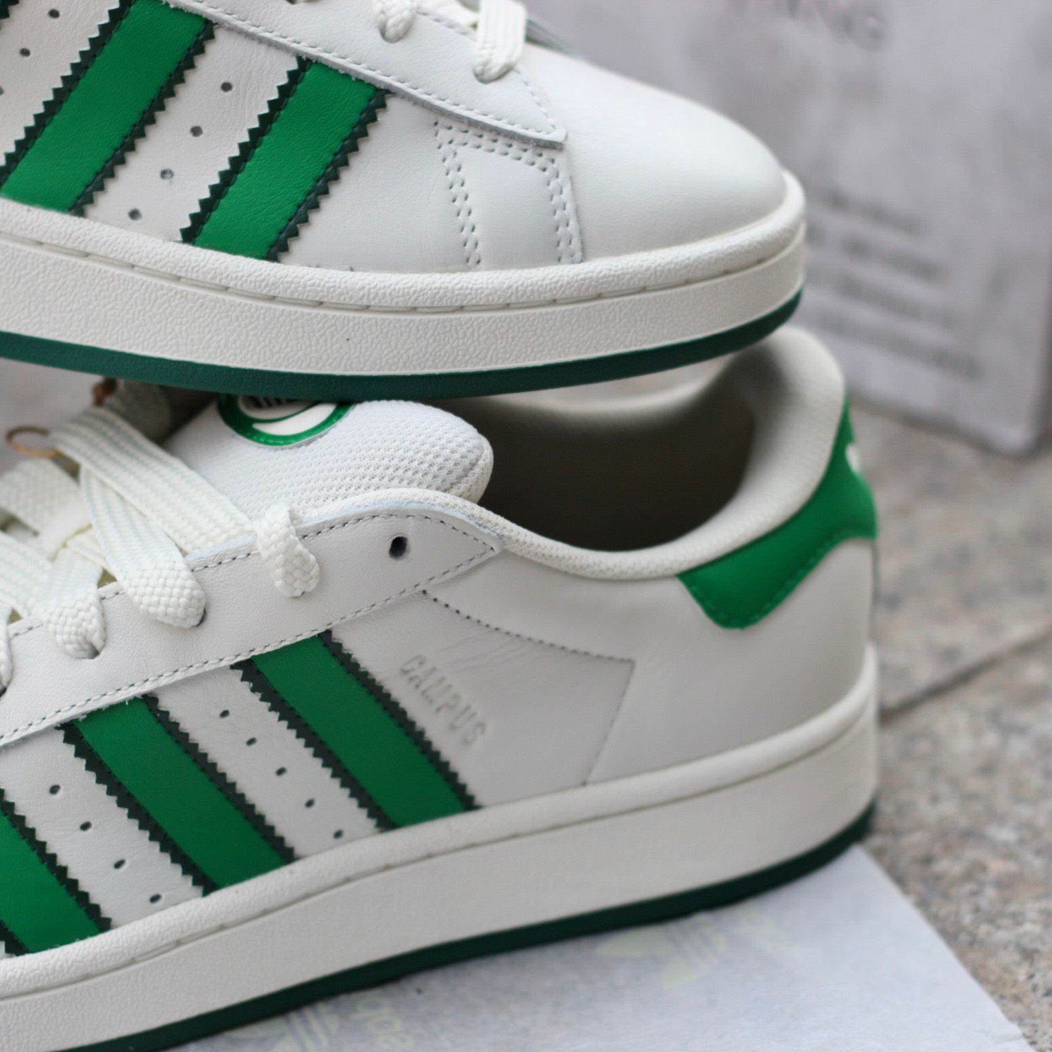 2326 - HÀNG CHÍNH HÃNG - GIÀY ADIDAS CAMPUS - TRẮNG SỌC GREEN - CODE IF8762 - 36