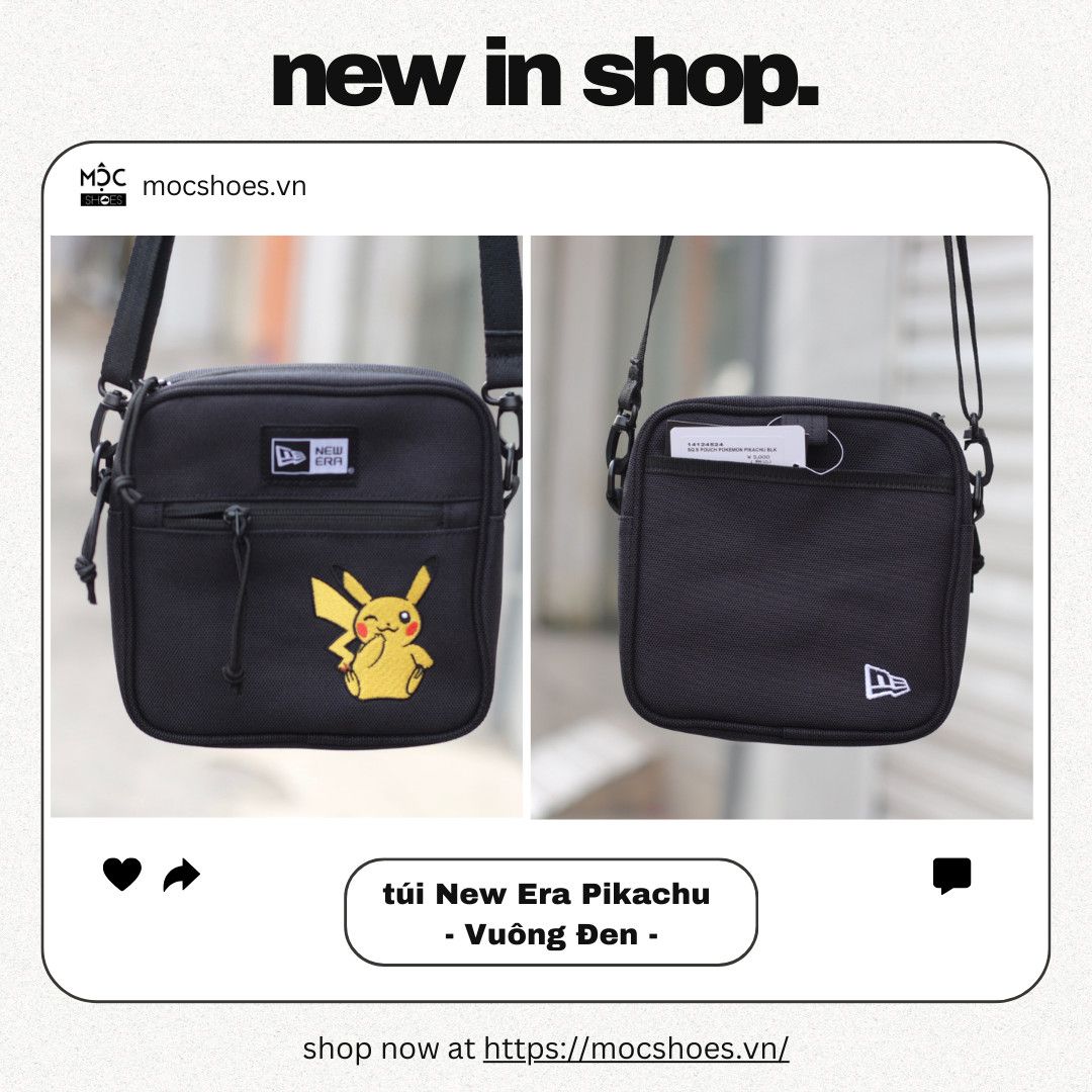 2324 - HÀNG CHÍNH HÃNG - TÚI NEW ERA - PIKACHU - VUÔNG ĐEN - CODE 14124524
