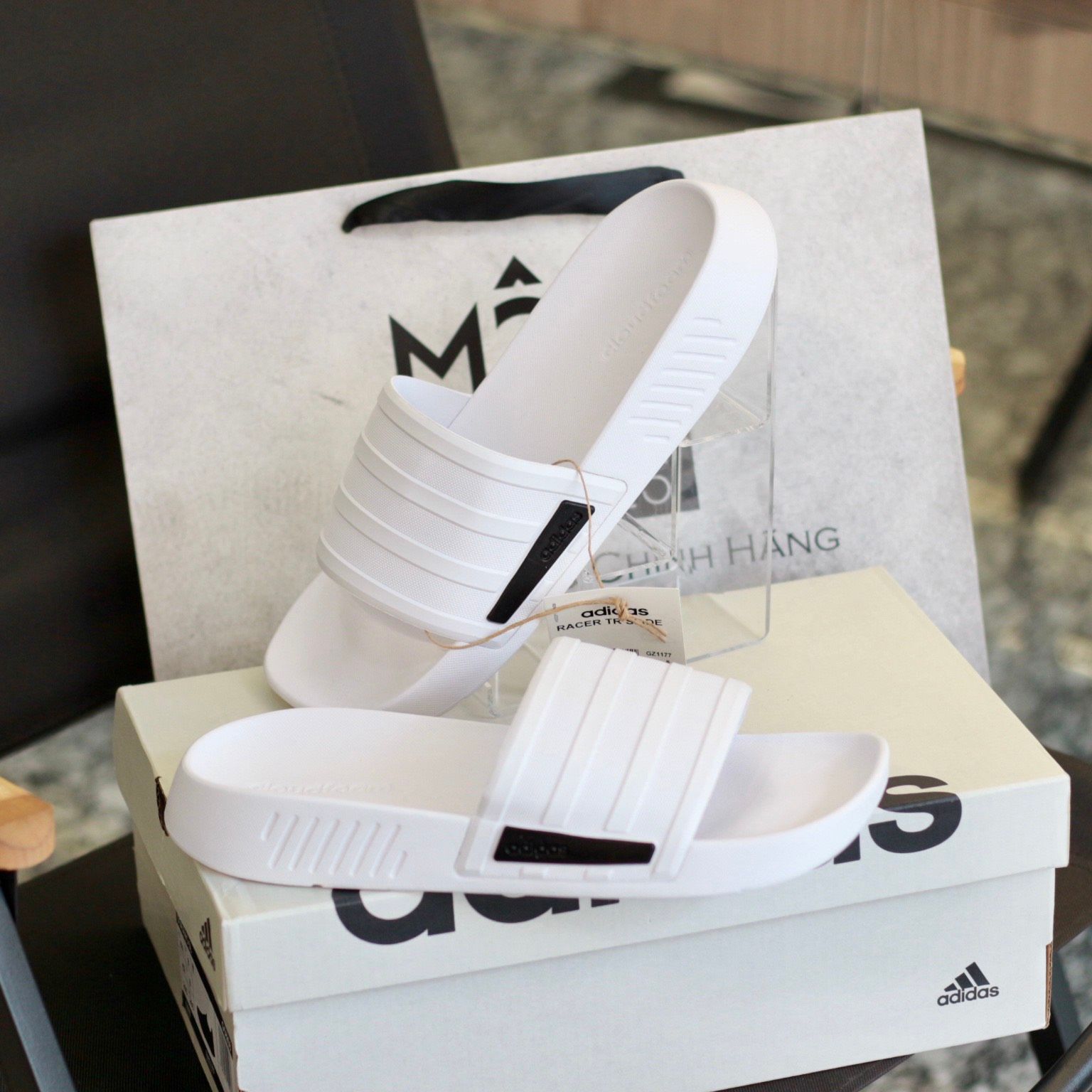 2338 - HÀNG CHÍNH HÃNG - DÉP ADIDAS - RACER TR SLIDES - TRẮNG - CODE: GZ1177