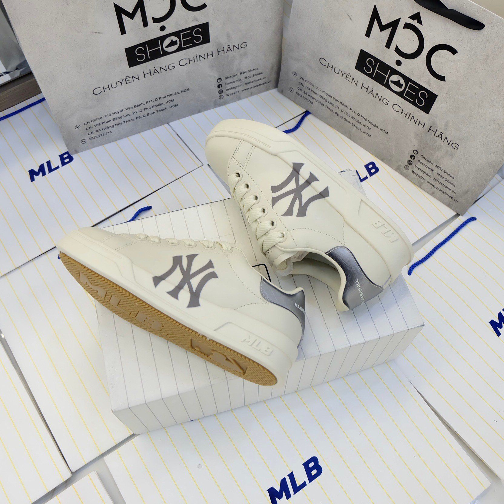 2374 - HÀNG CHÍNH HÃNG - GIÀY MLB Giày MLB - Chunky Classic A - NY YANKEES TAN - CODE: 3ASXCCB3N-43CRS