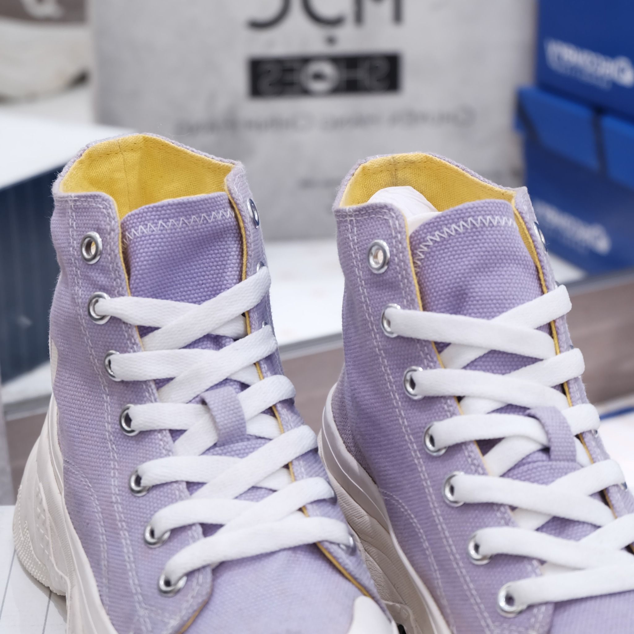 2382 - HÀNG CHÍNH HÃNG - GIÀY MLB CHUNKY HIGH - CỔ CAO (MÀU TÍM) - *PURPLE/YELLOW* - CODE: 32SHU1111-07V