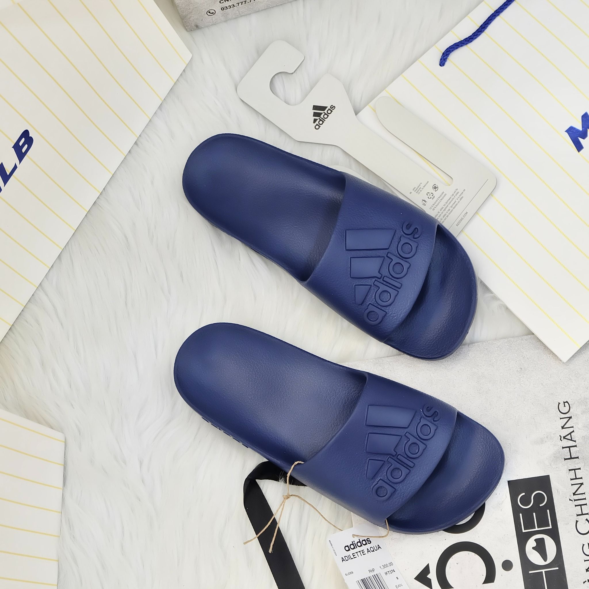 2391 - HÀNG CHÍNH HÃNG - DÉP ADILETTE AQUA SLIDE 2.0 - BIG LOGO - XANH NAVY - CODE: IF7374