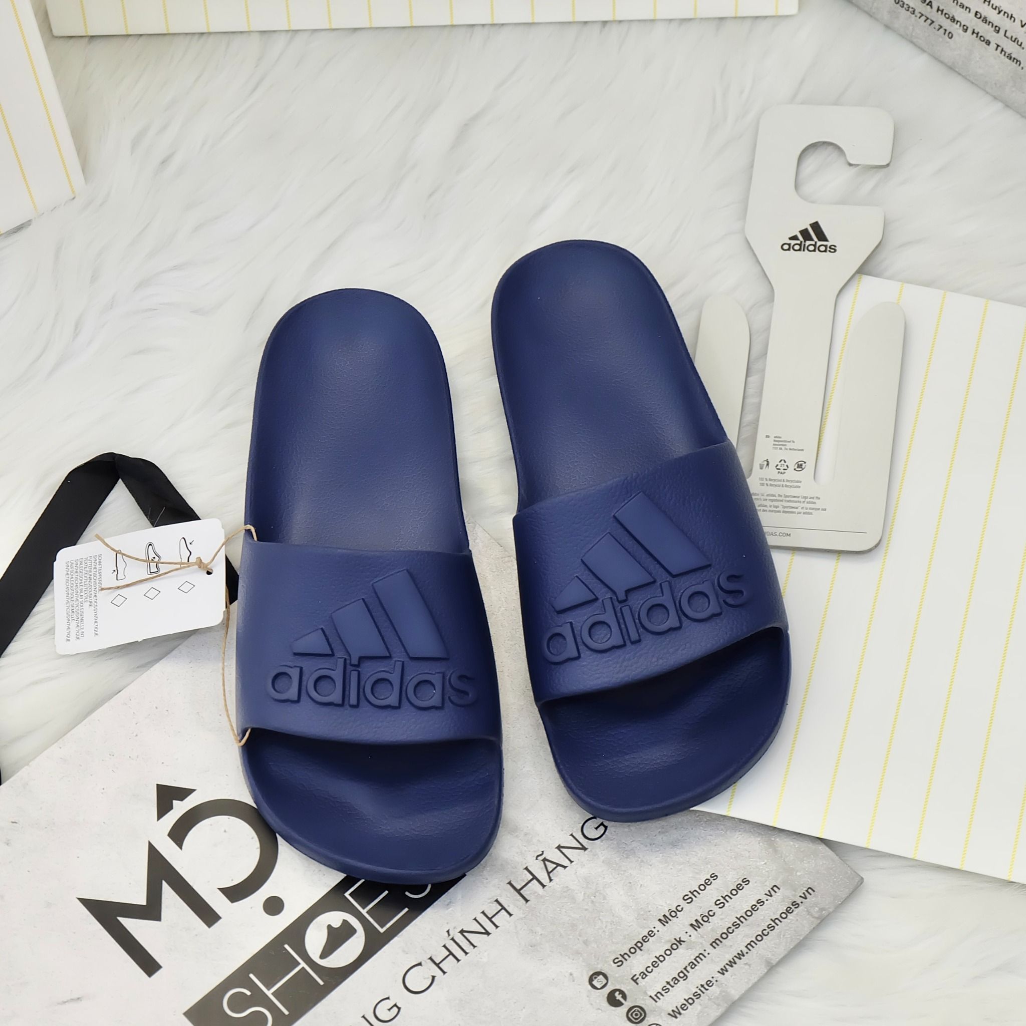 2391 - HÀNG CHÍNH HÃNG - DÉP ADILETTE AQUA SLIDE 2.0 - BIG LOGO - XANH NAVY - CODE: IF7374