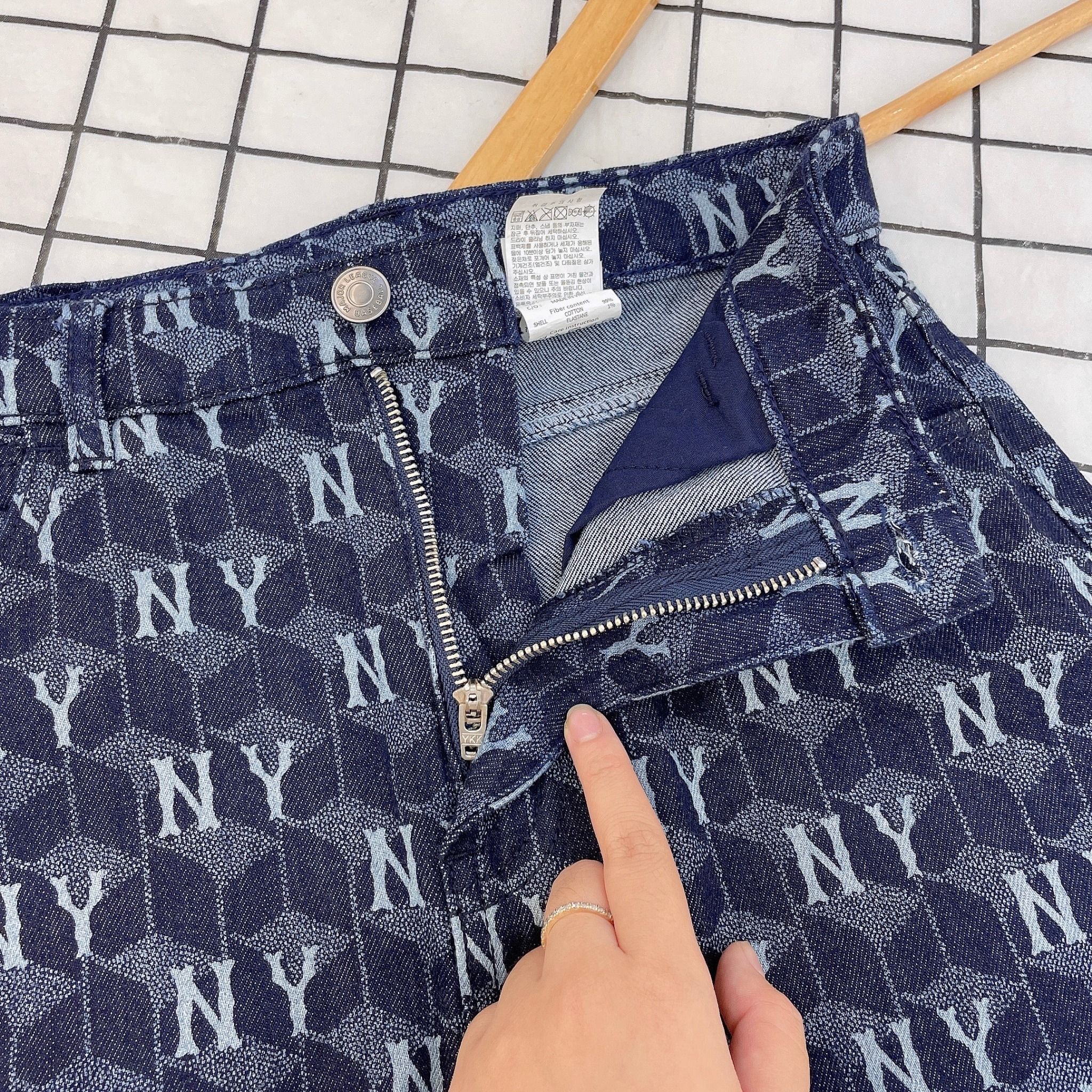 2399 - HÀNG CHÍNH HÃNG - CHÂN VÁY NỮ MLB - NEW YORK YANKEES MONOGRAM DENIM - CODE: 3FDSM0734-50NYD