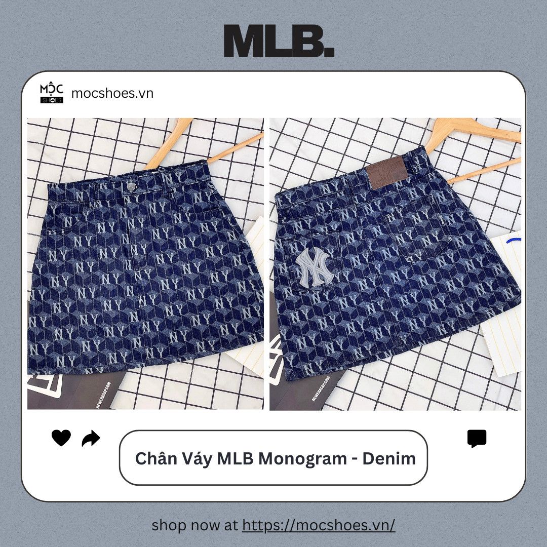 2399 - HÀNG CHÍNH HÃNG - CHÂN VÁY NỮ MLB - NEW YORK YANKEES MONOGRAM DENIM - CODE: 3FDSM0734-50NYD