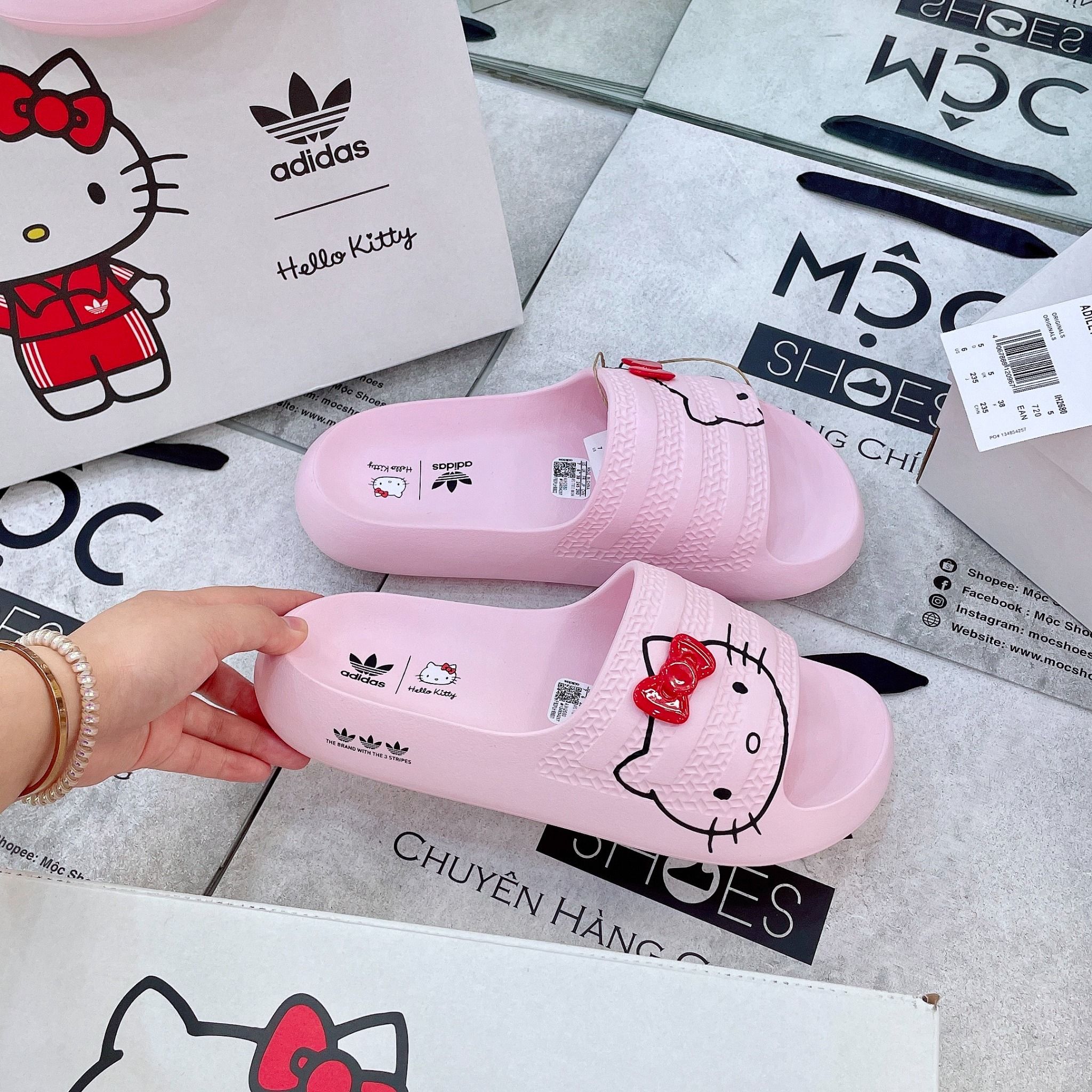 2477 - HÀNG CHÍNH HÃNG - DÉP ADIDAS ADILETTE AYOON BLISS - HỒNG x HELLO KITTY
