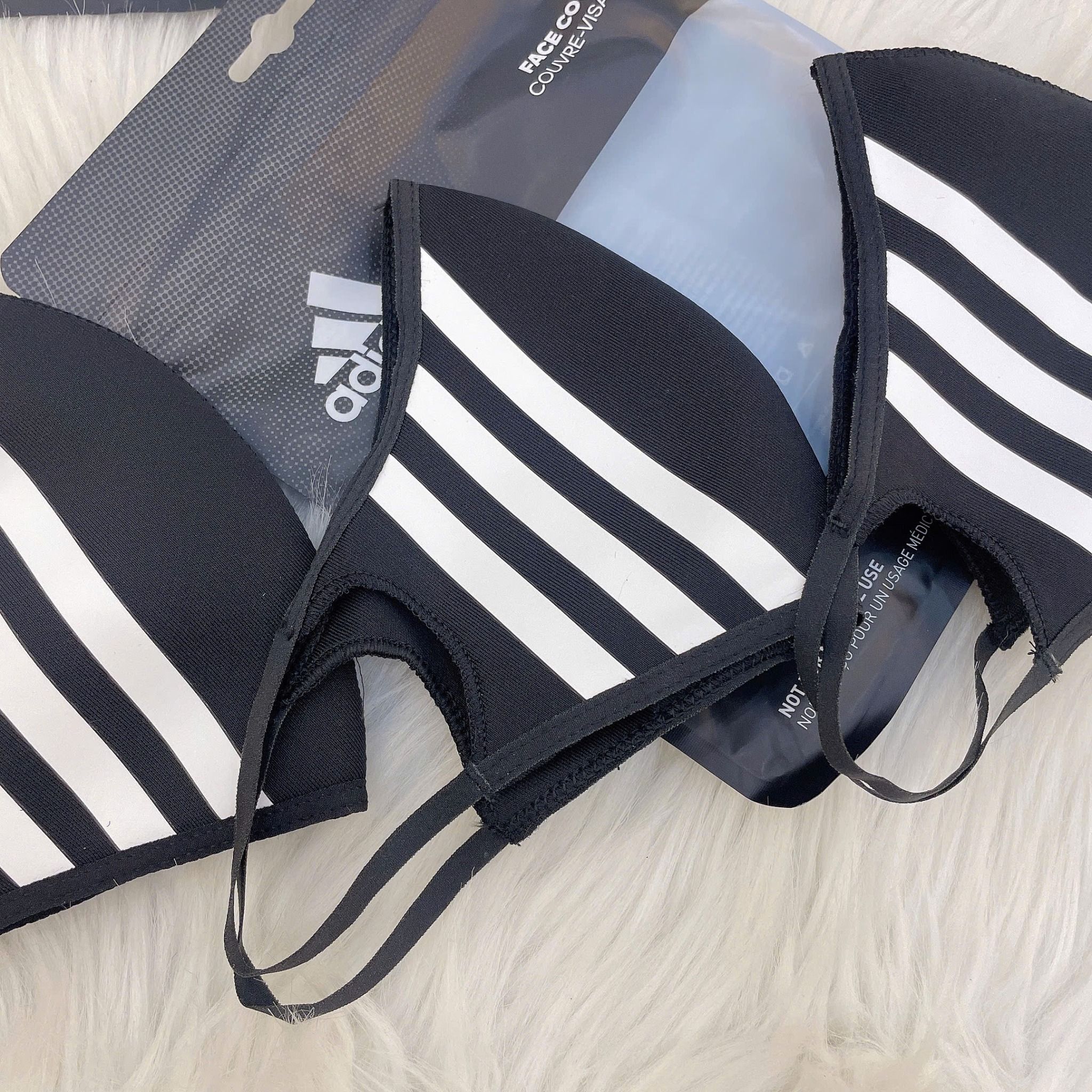 0091 - HÀNG CHÍNH HÃNG - BỘ 3 KHẨU TRANG ADIDAS FACE MASK COVER SIZE M/L - *BLACK* - 2024** - Code: HF7045