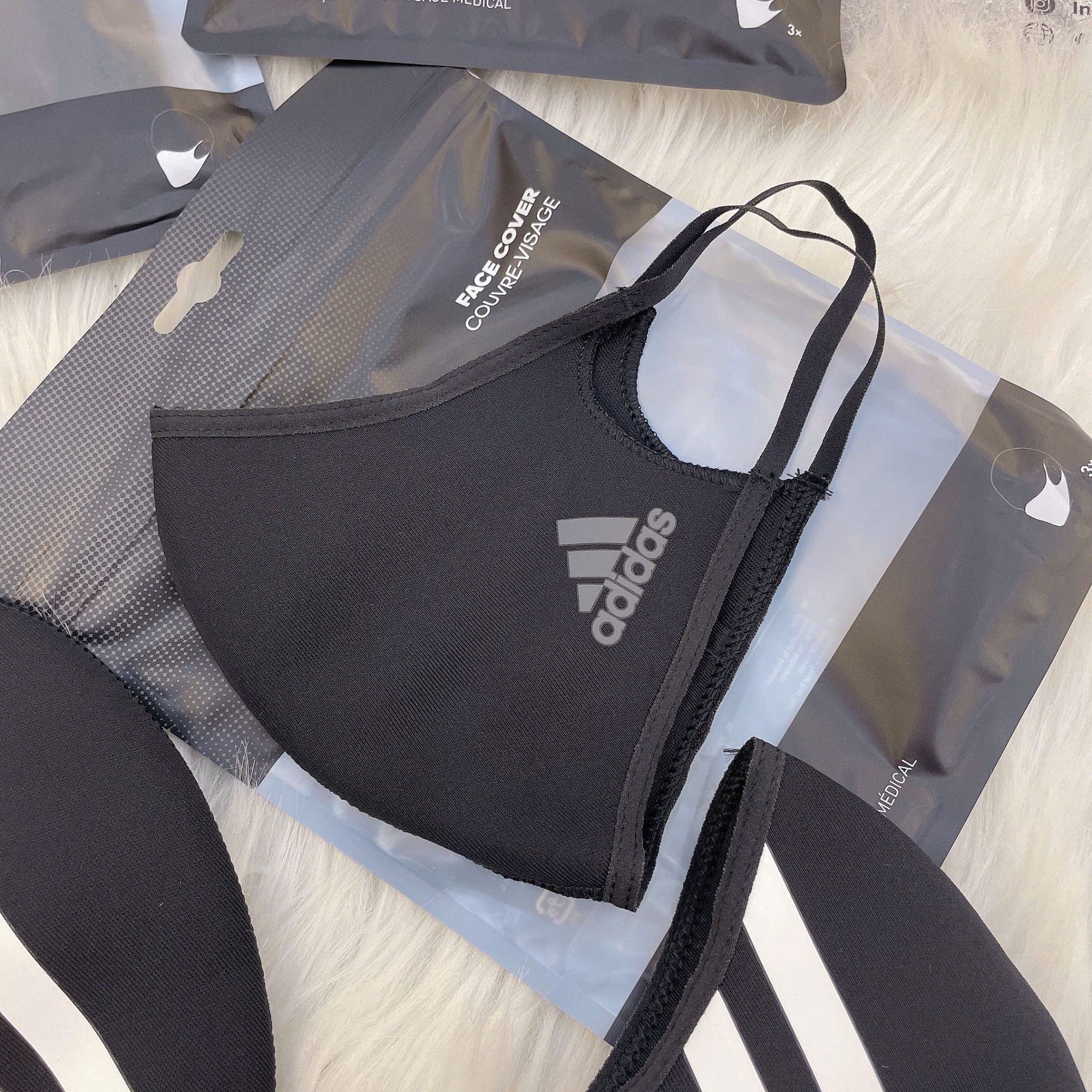 0091 - HÀNG CHÍNH HÃNG - BỘ 3 KHẨU TRANG ADIDAS FACE MASK COVER SIZE M/L - *BLACK* - 2024** - Code: HF7045
