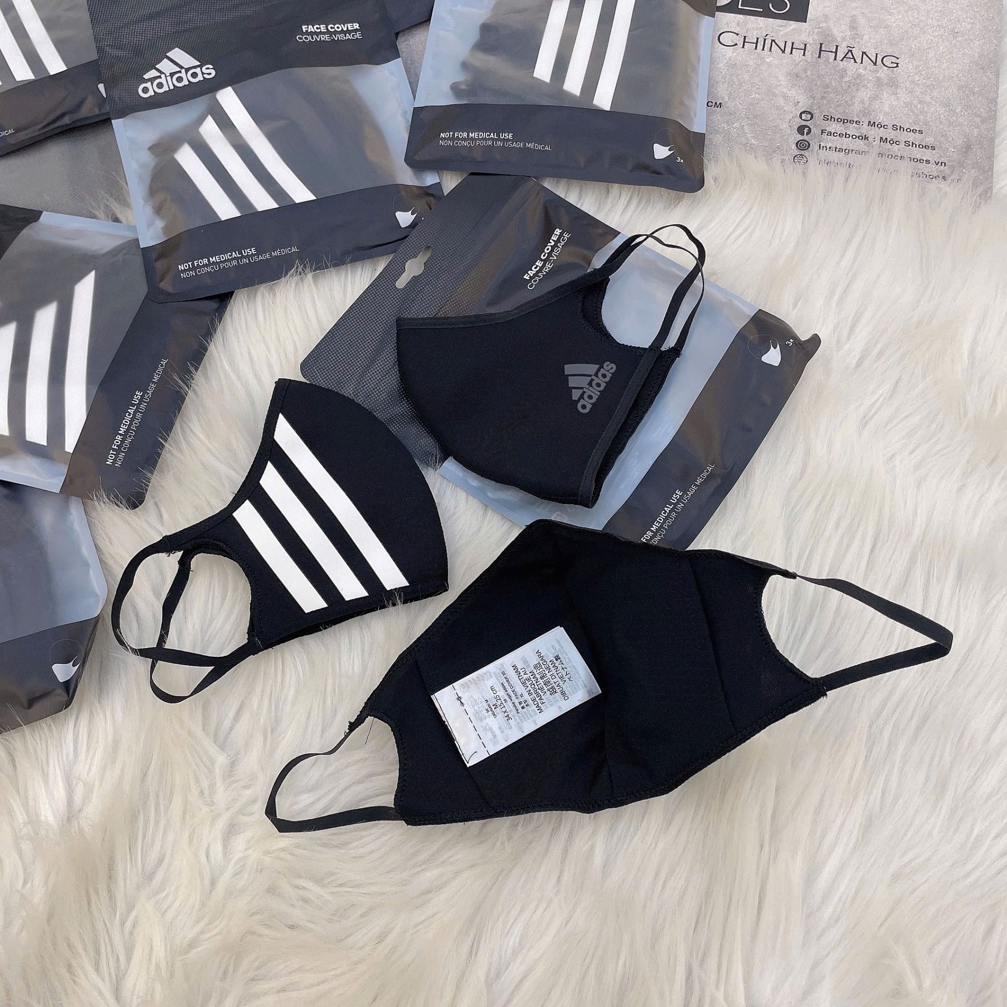 2559 - HÀNG CHÍNH HÃNG - BỘ 3 KHẨU TRANG ADIDAS FACE MASK COVER SIZE M/L - *BLACK* - 2025** - Code: HF7045