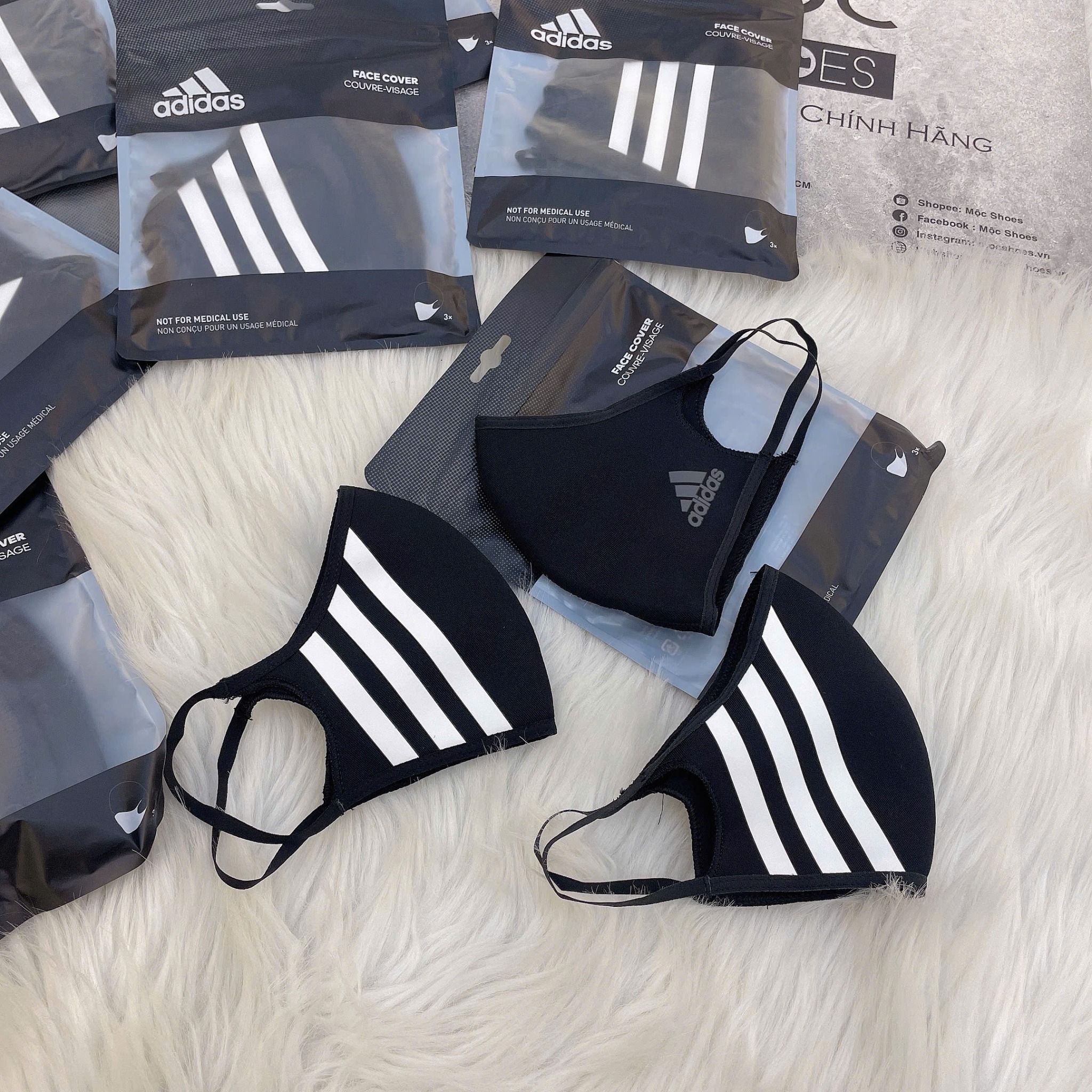 2559 - HÀNG CHÍNH HÃNG - BỘ 3 KHẨU TRANG ADIDAS FACE MASK COVER SIZE M/L - *BLACK* - 2025** - Code: HF7045