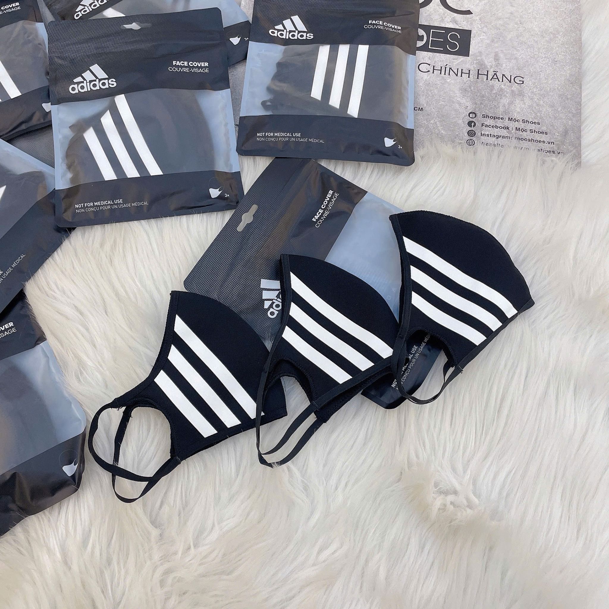 0091 - HÀNG CHÍNH HÃNG - BỘ 3 KHẨU TRANG ADIDAS FACE MASK COVER SIZE M/L - *BLACK* - 2024** - Code: HF7045
