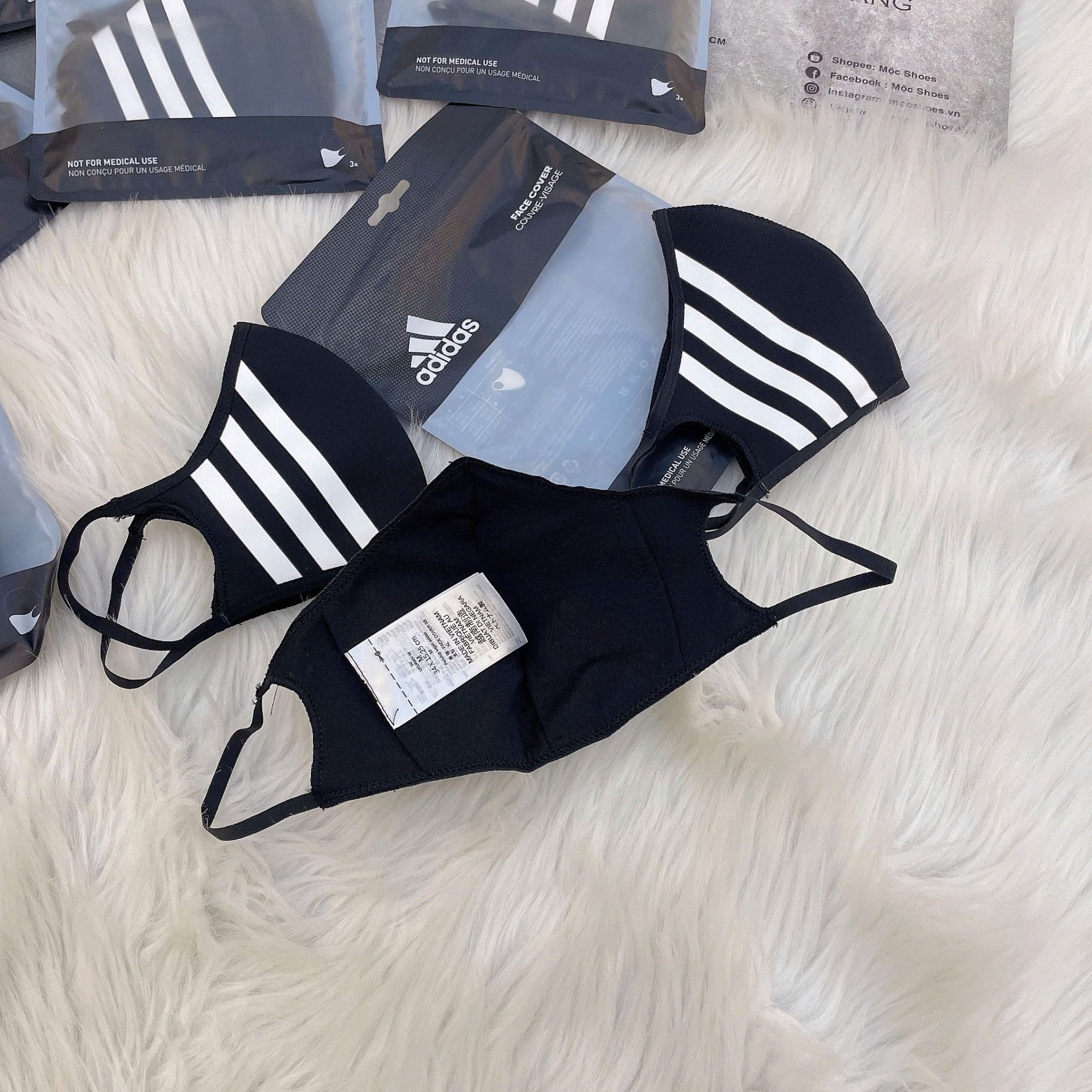 0091 - HÀNG CHÍNH HÃNG - BỘ 3 KHẨU TRANG ADIDAS FACE MASK COVER SIZE M/L - *BLACK* - 2024** - Code: HF7045