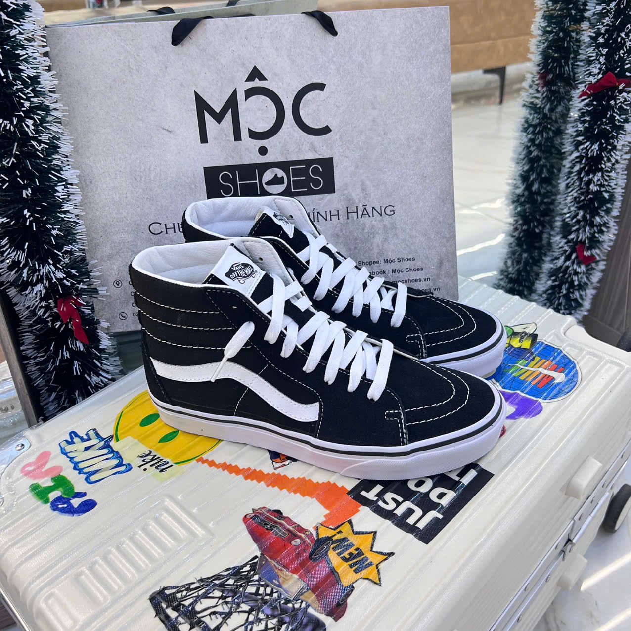 2620 - HÀNG CHÍNH HÃNG - GIÀY VANS SK8-HI - ĐEN/TRẮNG - CODE: VN000D5IB8C