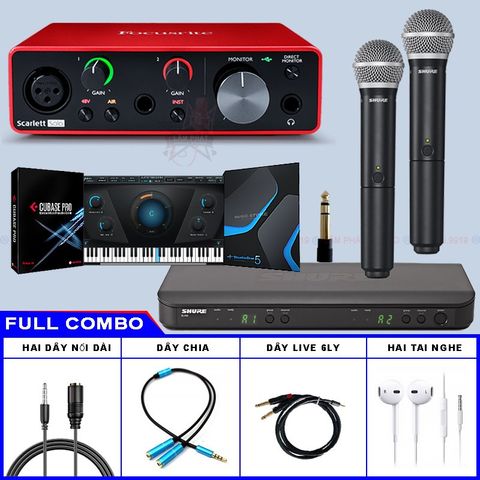  Combo Focusrite Solo Gen 3 Và Micro Shure BLX288A/PG58 