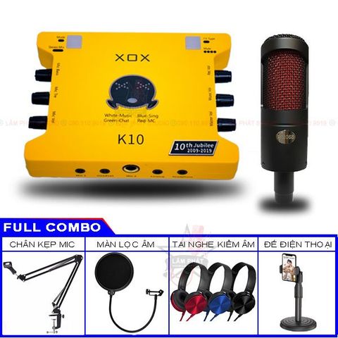  Combo Sound Card K10 Và Micro Thu Âm TH2068 