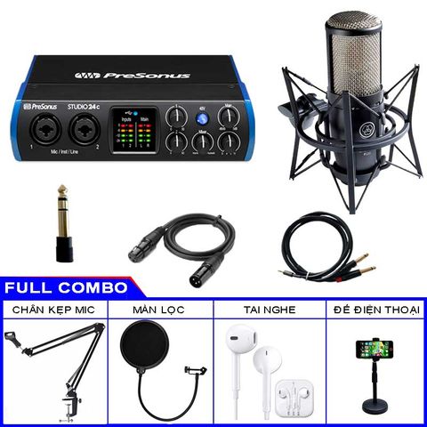  Bộ Sound Card Presonus Studio 24C Và Micro AKG P220 