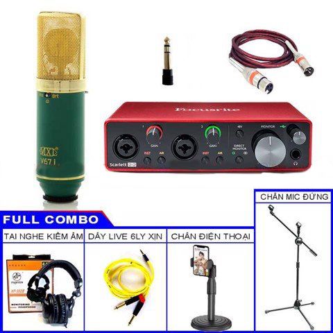  Combo Thu Âm Focusrite 2i2 3rd Gen Và Micro MXL V67i - Phụ Kiện Xịn 