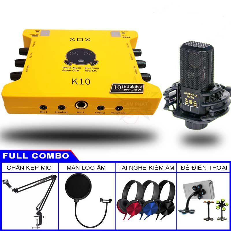 Sound Card XOX K10 10th Bản 2020 Và Micro Thu Âm LGT240