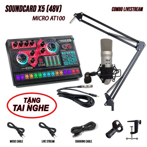  Bộ Sound Card X5 Và Micro ISK AT100 Livestream Chuyên Nghiệp 