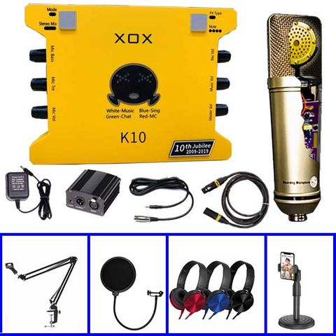  Combo Sound Card K10 Và Micro Thu Âm LP203 